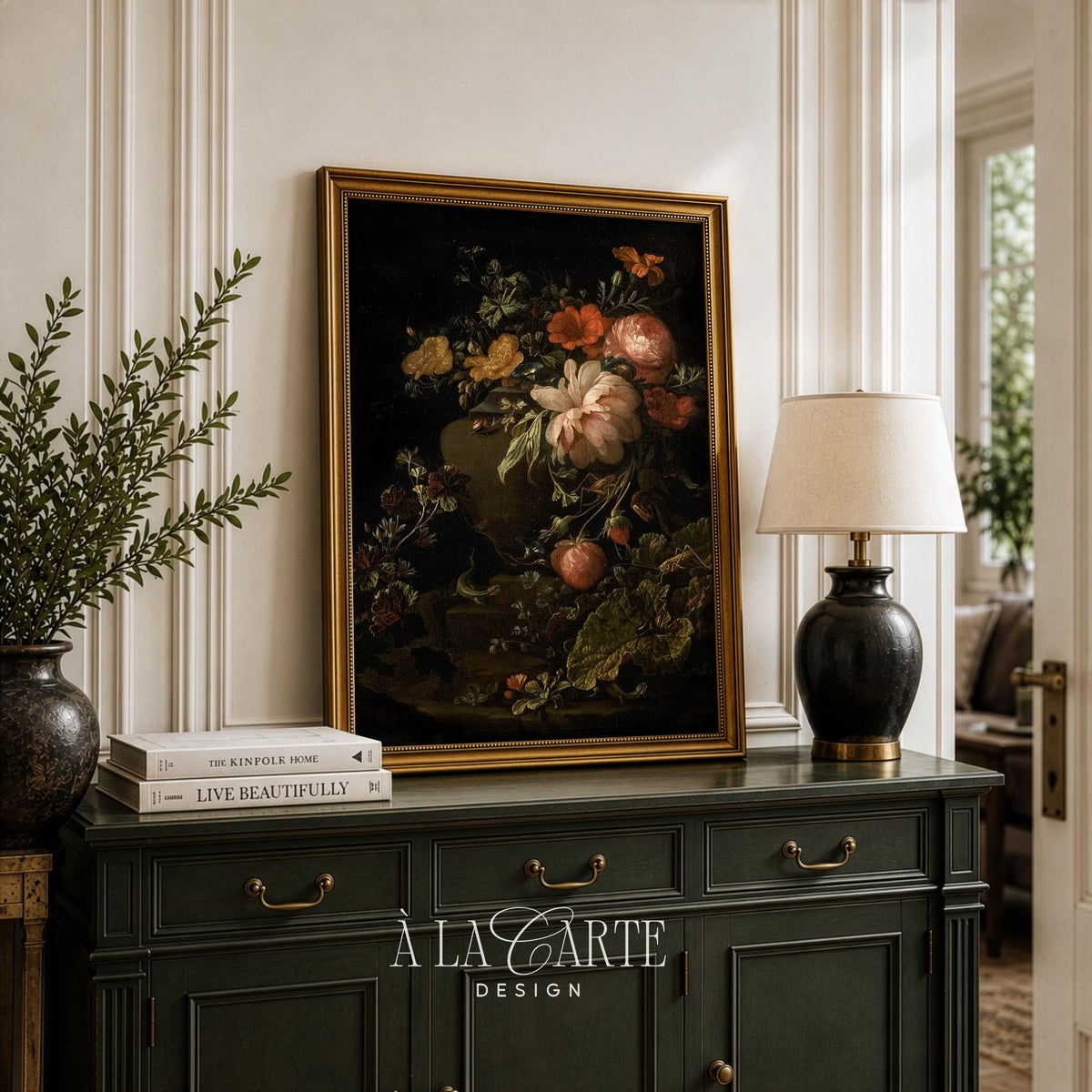 Moody Floral Still Life, Dark Flower Painting, Cottagecore Botanical Wall Art, Dark Aesthetic Printable V19