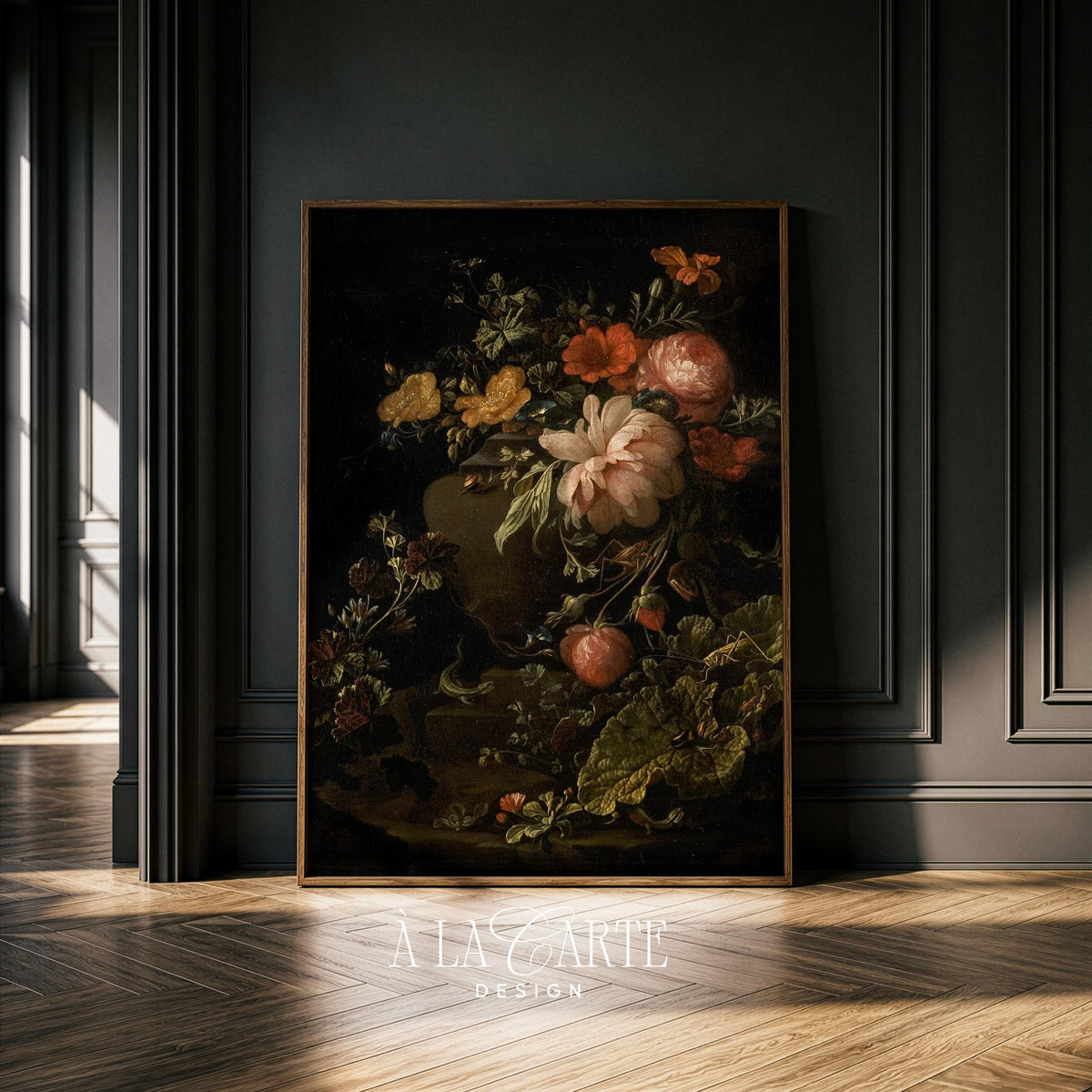 Moody Floral Still Life, Dark Flower Painting, Cottagecore Botanical Wall Art, Dark Aesthetic Printable V19