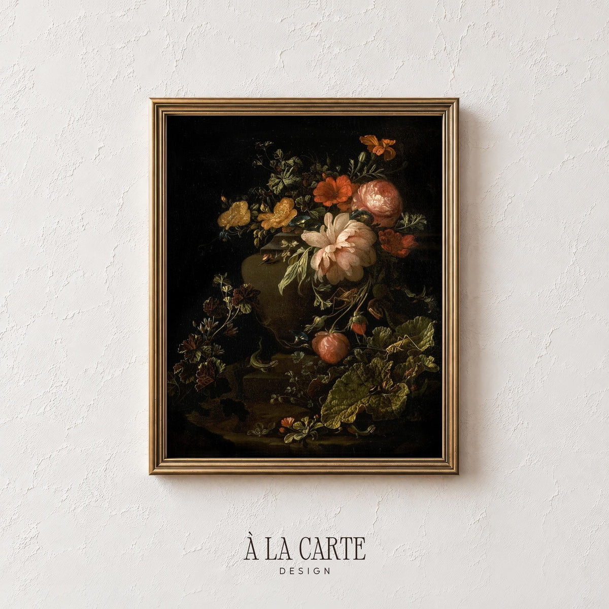 Moody Floral Still Life, Dark Flower Painting, Cottagecore Botanical Wall Art, Dark Aesthetic Printable V19