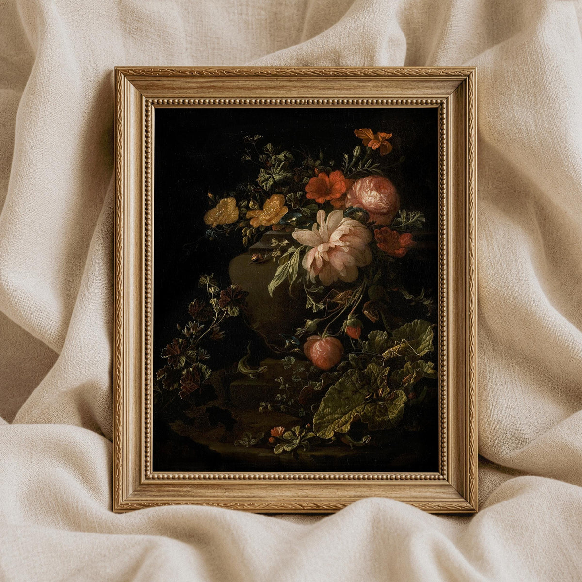 Moody Floral Still Life, Dark Flower Painting, Cottagecore Botanical Wall Art, Dark Aesthetic Printable V19