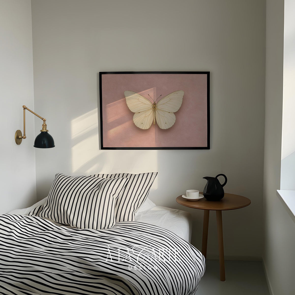 Butterfly printable artwork for kitchen — vintage botanical mood with romantic aged paper texture
