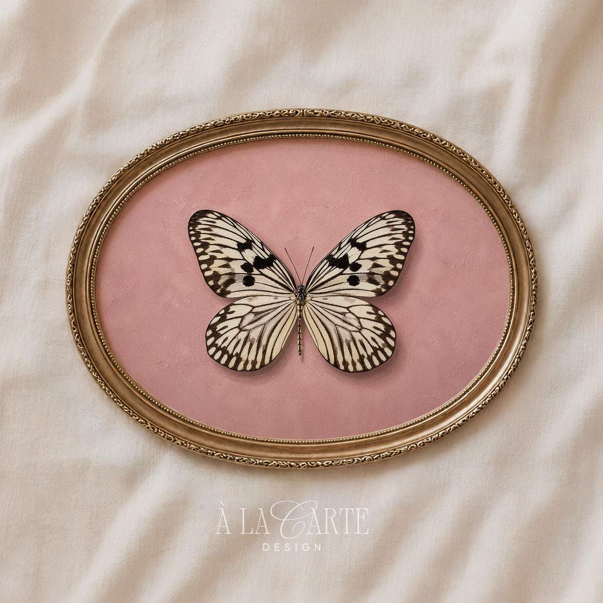 Romantic butterfly wall print for baby girl's room — cottagecore illustration with delicate patterned wings