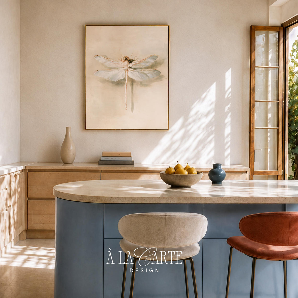 Soft cottagecore flying insect artwork print — gentle muted palette with antique botanical study feel