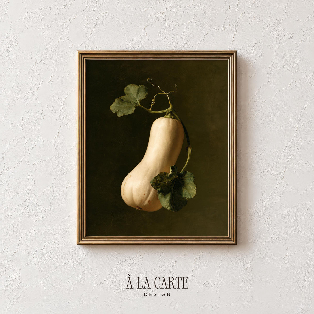 Autumn produce digital art for dining room — old-fashioned botanical print with warm earthy tones and textured finish