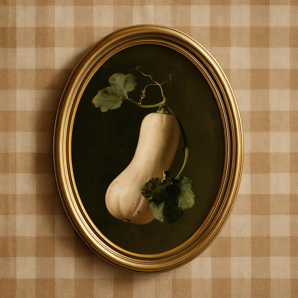Autumn gourd printable poster — farmhouse style still-life with rich brushstrokes and classic harvest colors