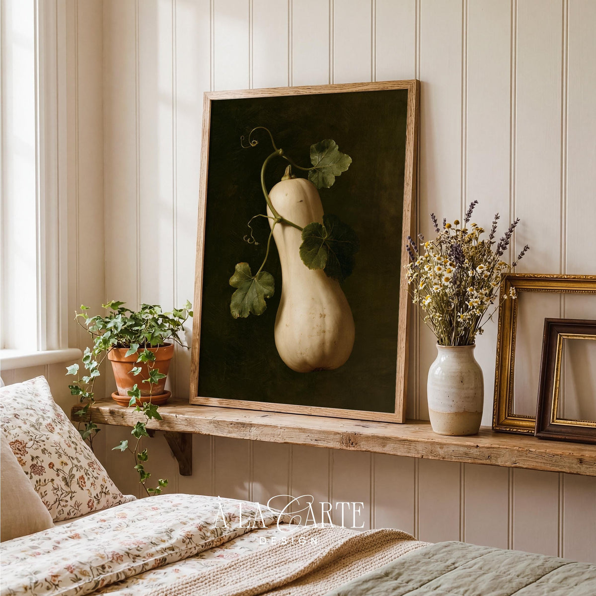 Rustic farmhouse painting instant download — vegetables rendered in dramatic old-world lighting style