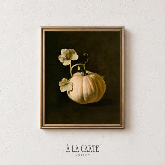 Classic autumn produce picture for living room — vintage-inspired still life with deep shadows and organic framing