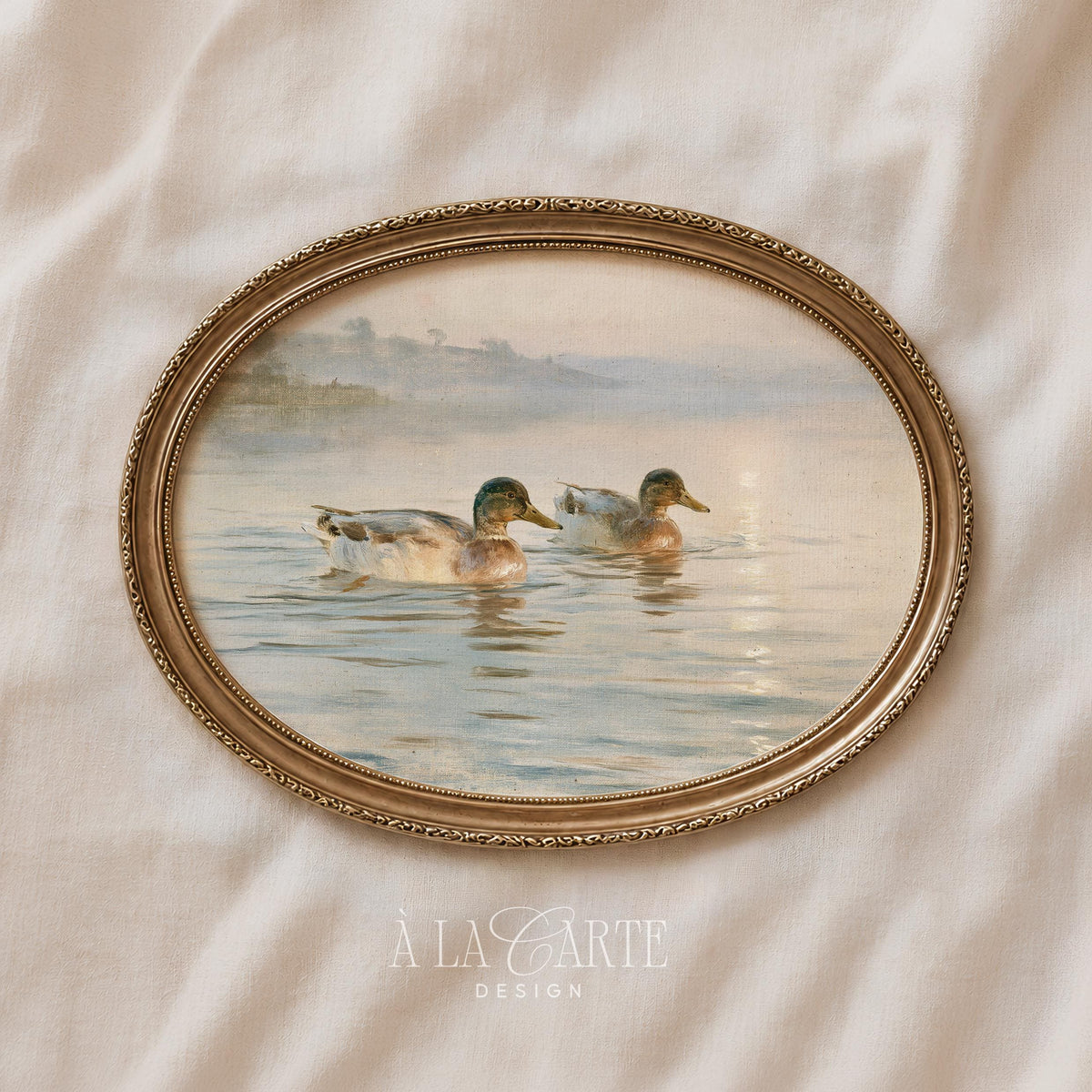 Duck pond poster for kitchen — rustic wildlife décor featuring soft morning glow and peaceful pastoral aesthetic