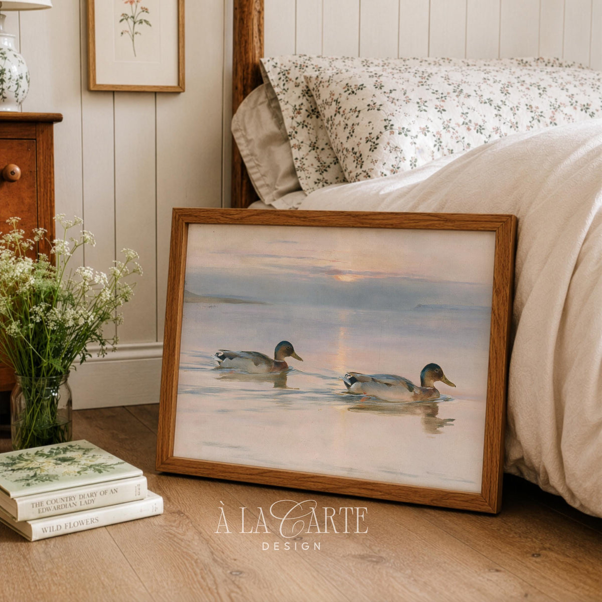 English country duck artwork for entryway — serene nature scene with muted earth tones and serene mood