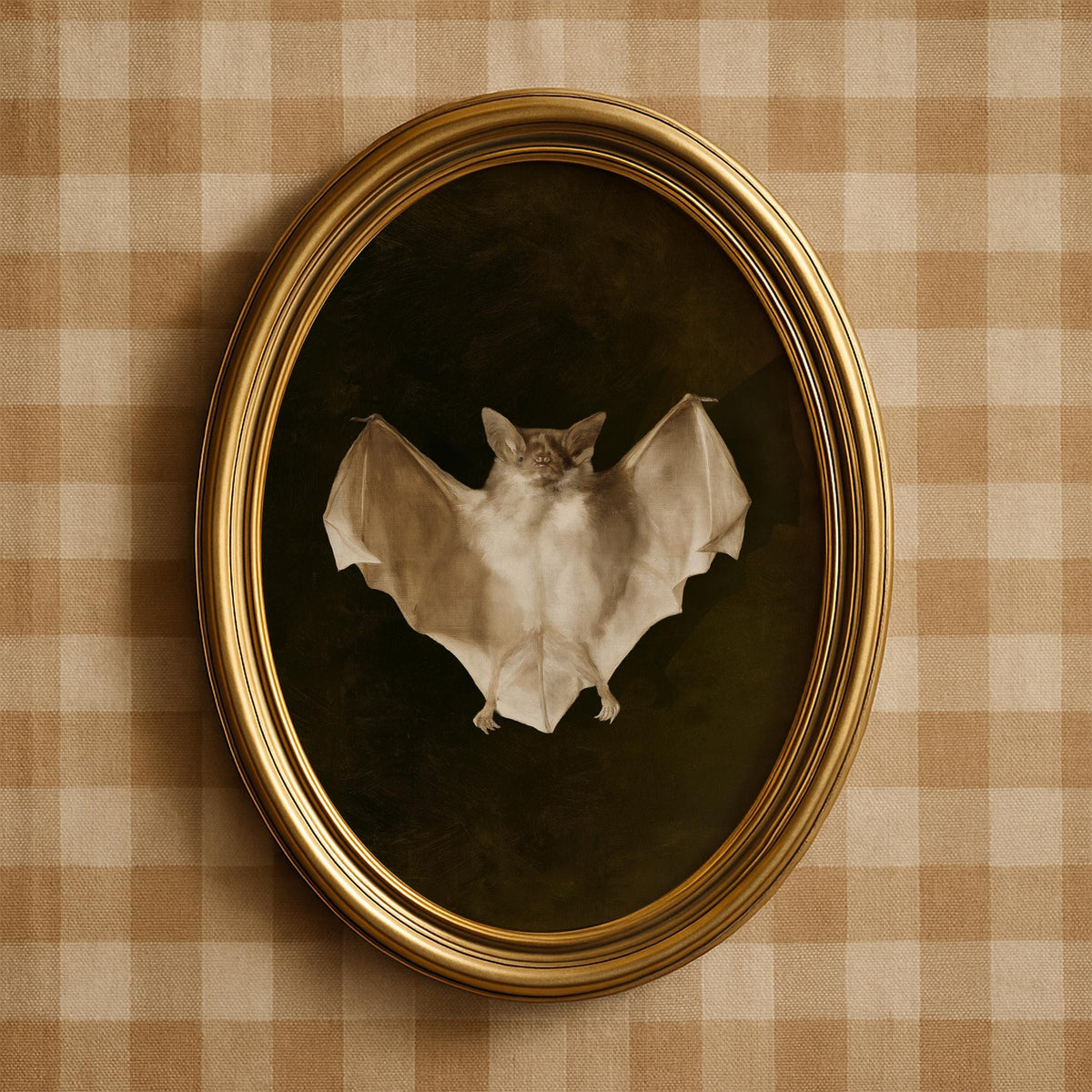 Winged mammal artwork for library — antique illustration featuring delicate membrane textures and muted earth tones