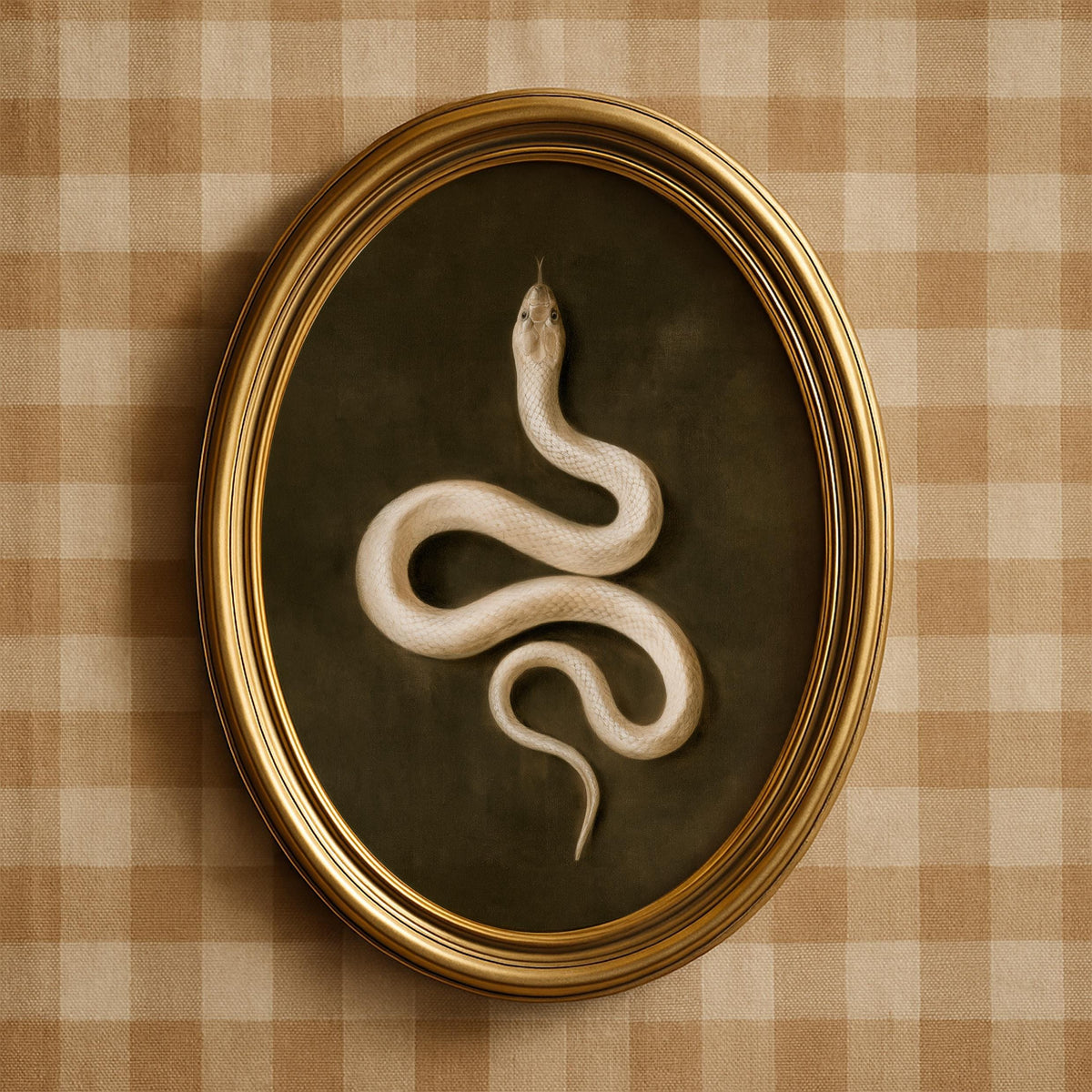 Vintage naturalist snake picture wall art — soft brushwork rendering with dimensional canvas texture