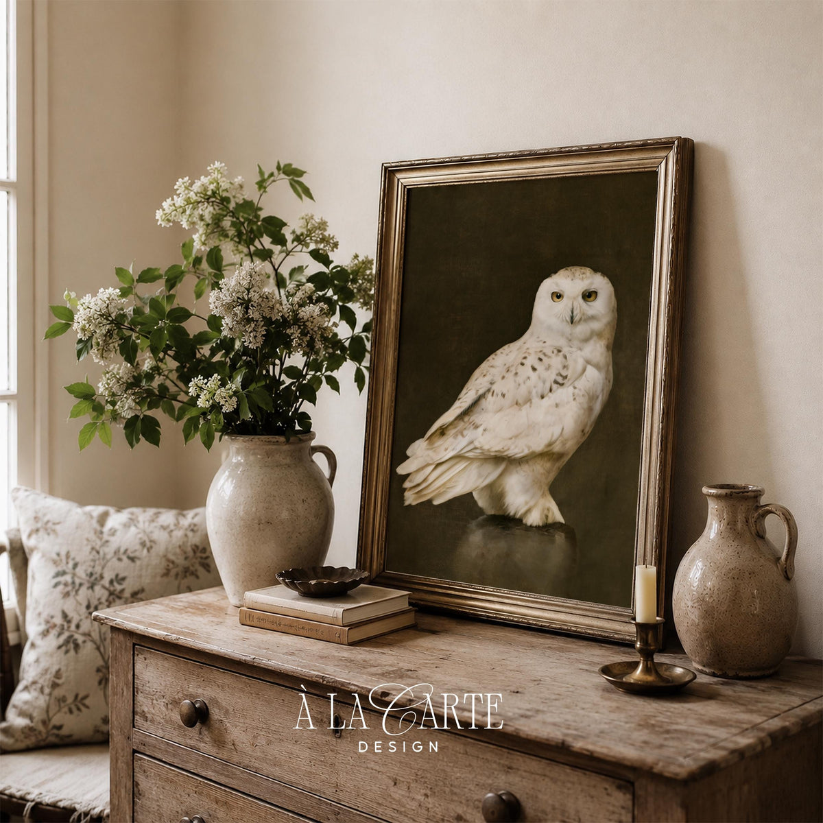 Feathered creature digital download — moody rustic gallery wall art with elegant vintage charm