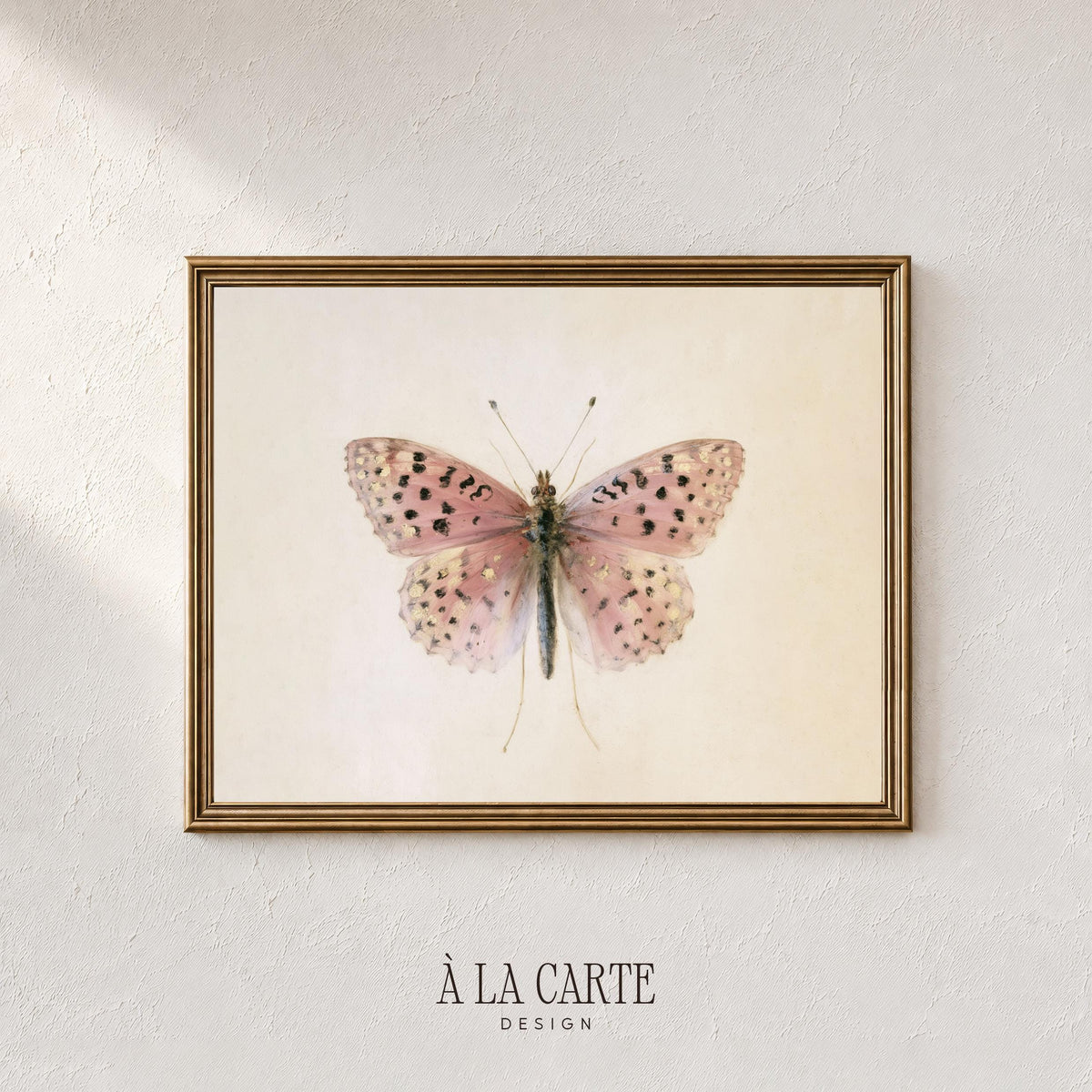 Winged insect poster for study — antique natural history style with muted neutral tones
