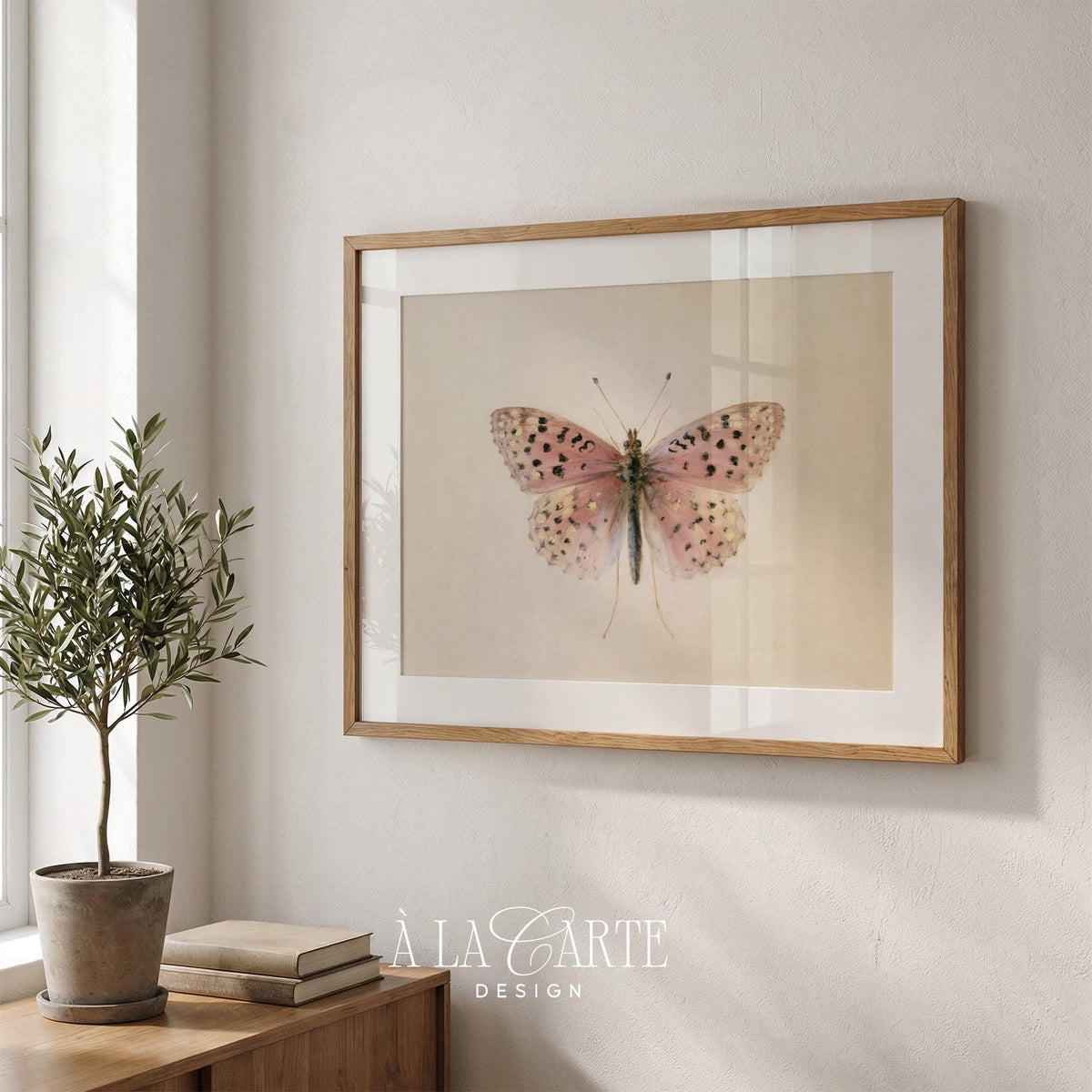 Antique insect study picture for bedroom — pale cottagecore print with fine linear leg details
