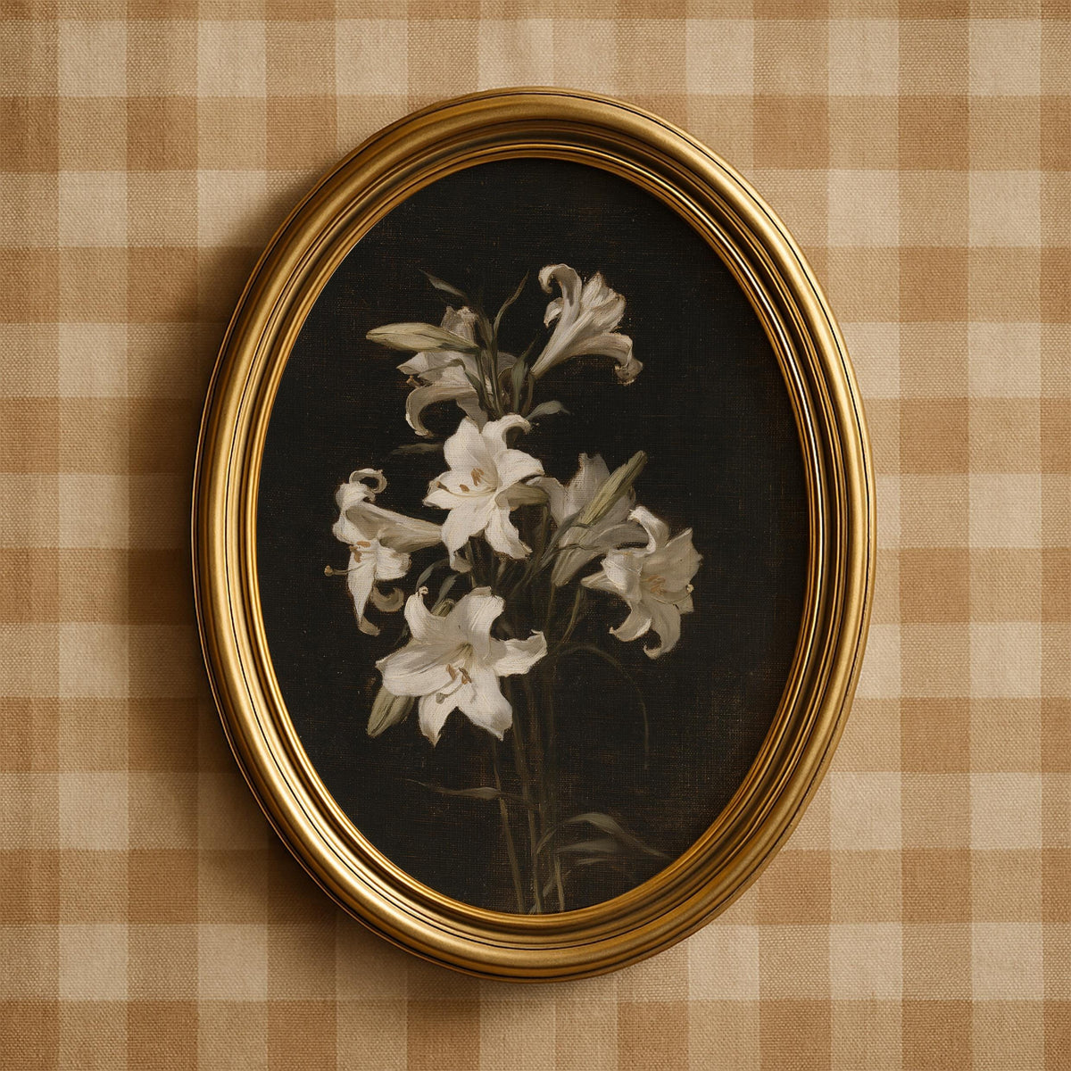 Elegant white blossom wall art for entryway — vintage painting style with rich textured shadows