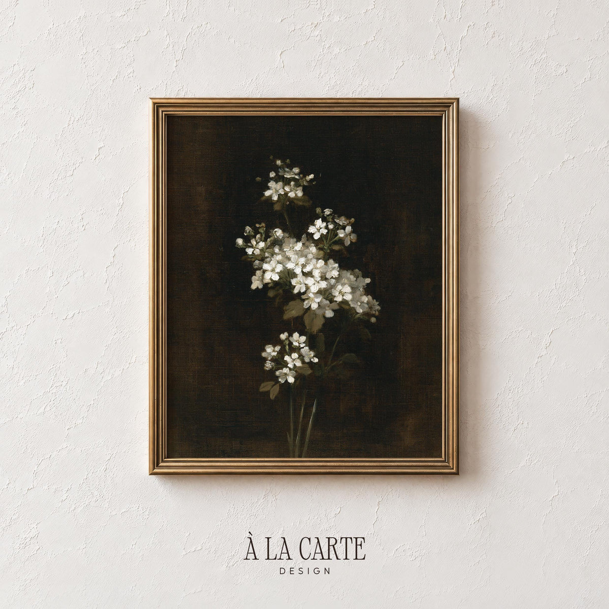 Pale bloom printable art for living room — dark academia aesthetic featuring vintage flower study with shadowy contrast