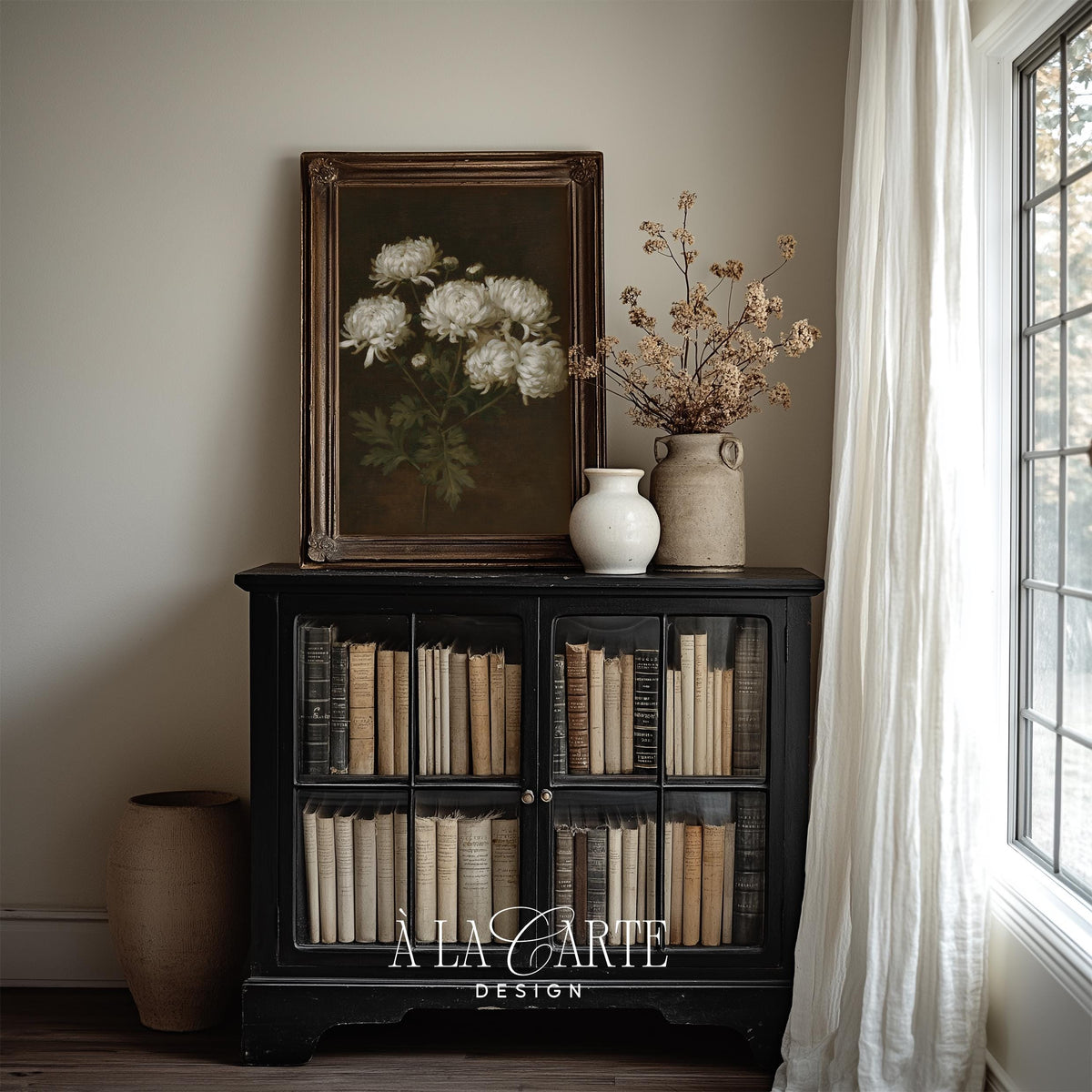 Dark academia flower artwork featuring vintage botanical aesthetic and aged textured backdrop