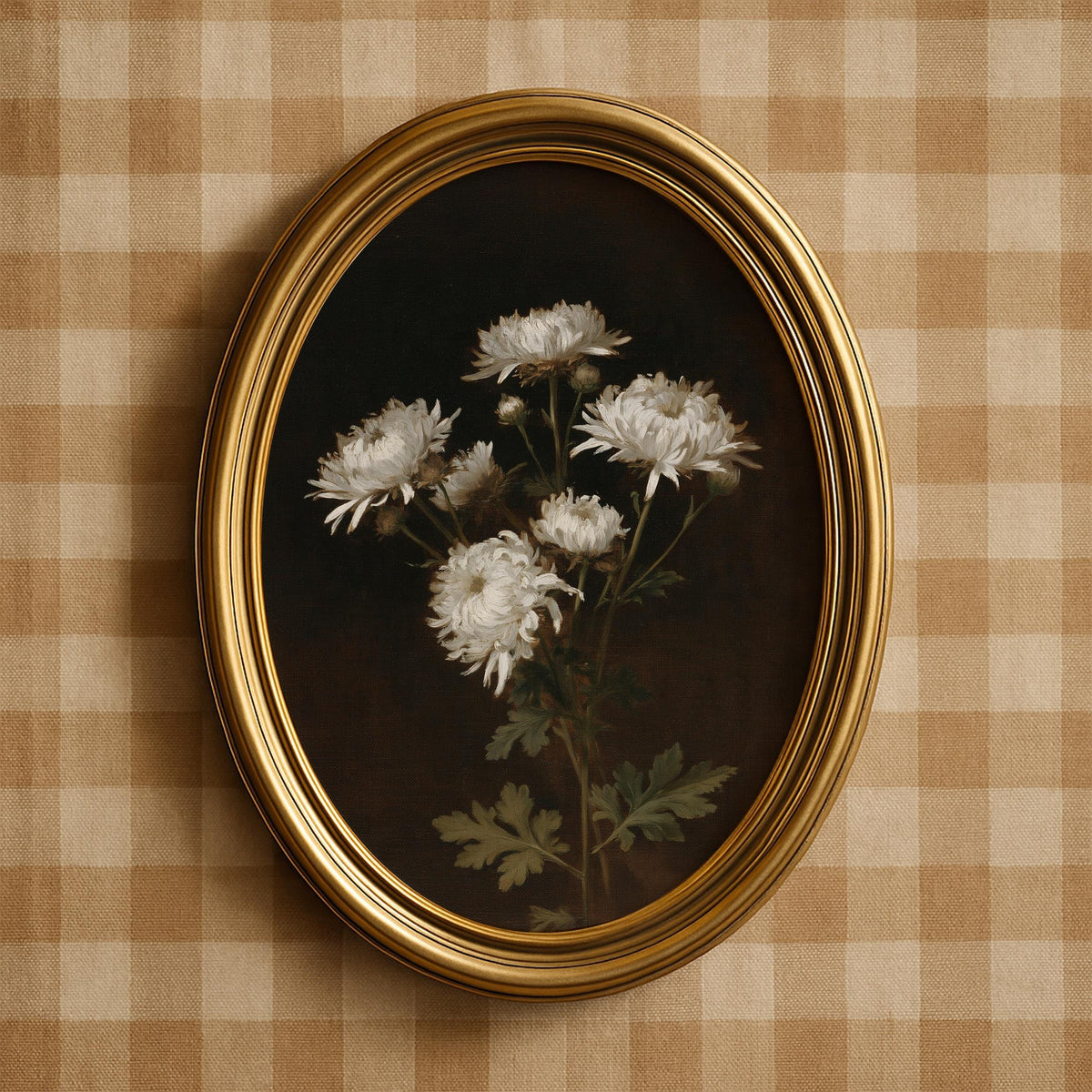 Shaggy flower poster featuring luminous blooms against deep backdrop — dark academia wall art for study