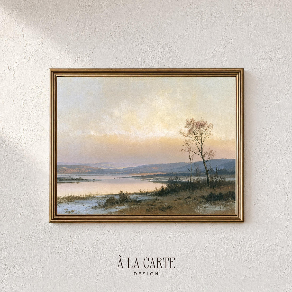 Rustic fall scenery wall poster for dining room — warm earthy palette with gentle natural lighting