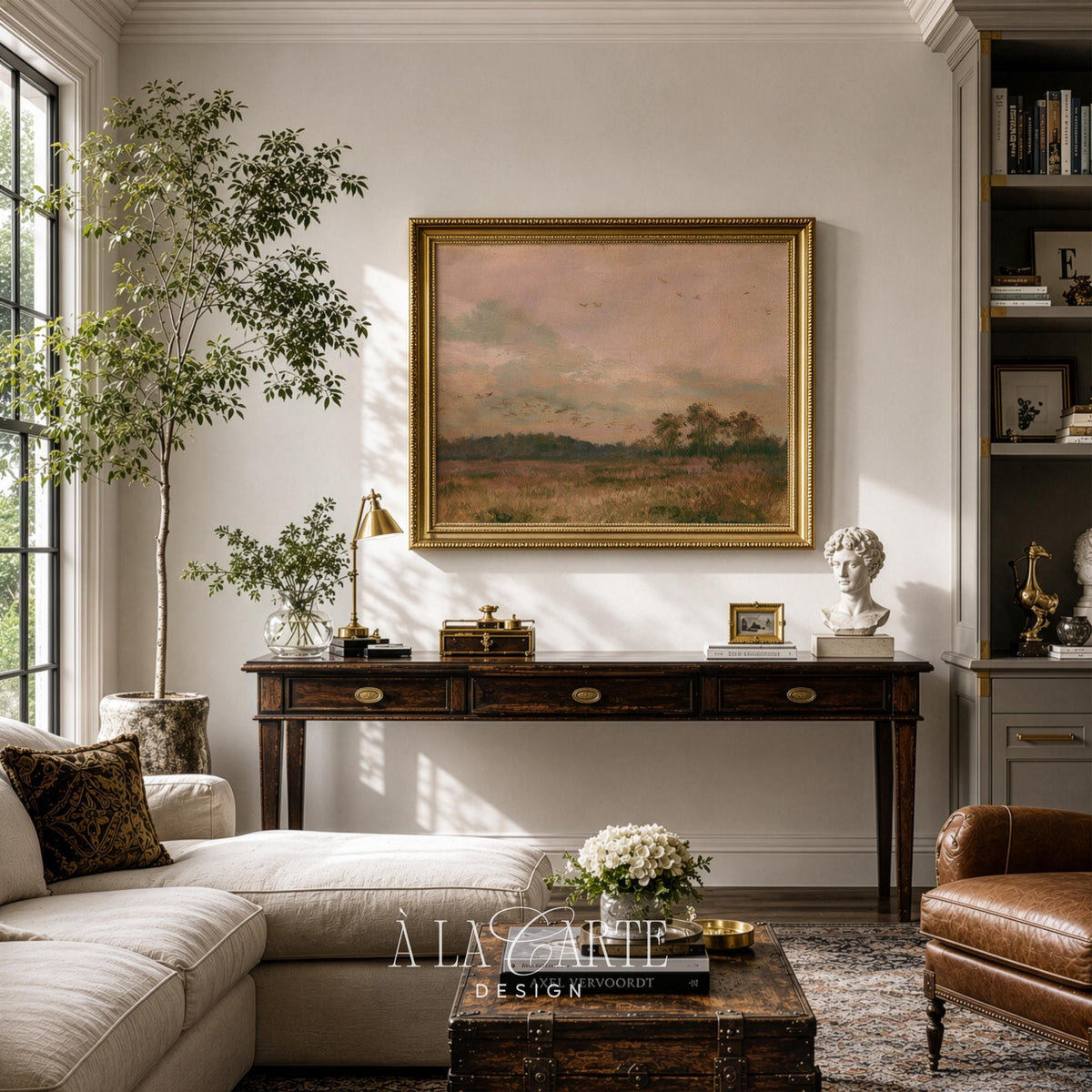 Vintage harvest landscape wall art — serene field scene with distant horizon and weathered, nostalgic aesthetic