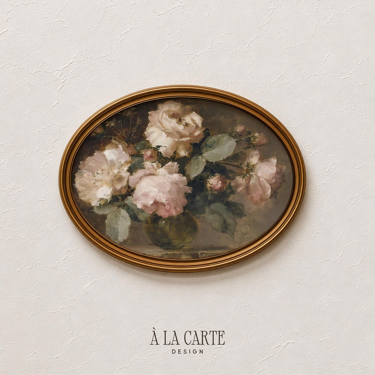 Blush Pink Roses Printable, Muted Floral Still Life, Vintage Rose Download, Cottagecore Floral Wall Art, Horizontal Moody Floral Print H91