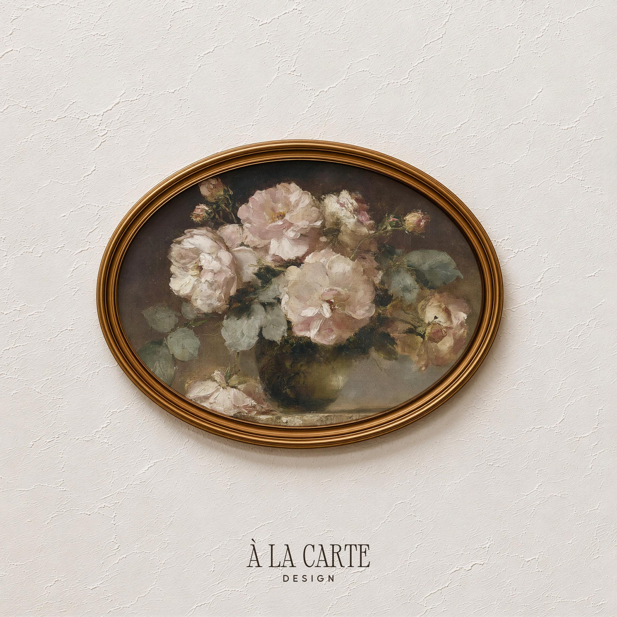 Moody Rose Wall Art, Romantic Floral Still Life, Vintage Blush Pink Floral Art, Floral Bedroom Printable, Horizontal Moody Flowers Print H92