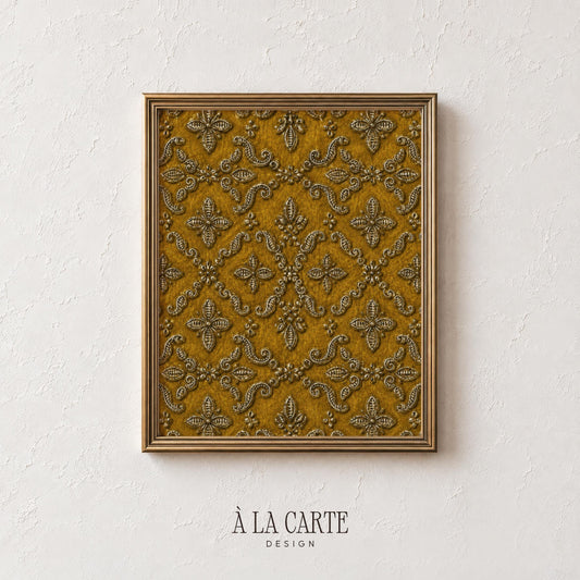 Antique fabric-inspired printable art featuring elaborate florals — opulent medallion design for classic interiors
