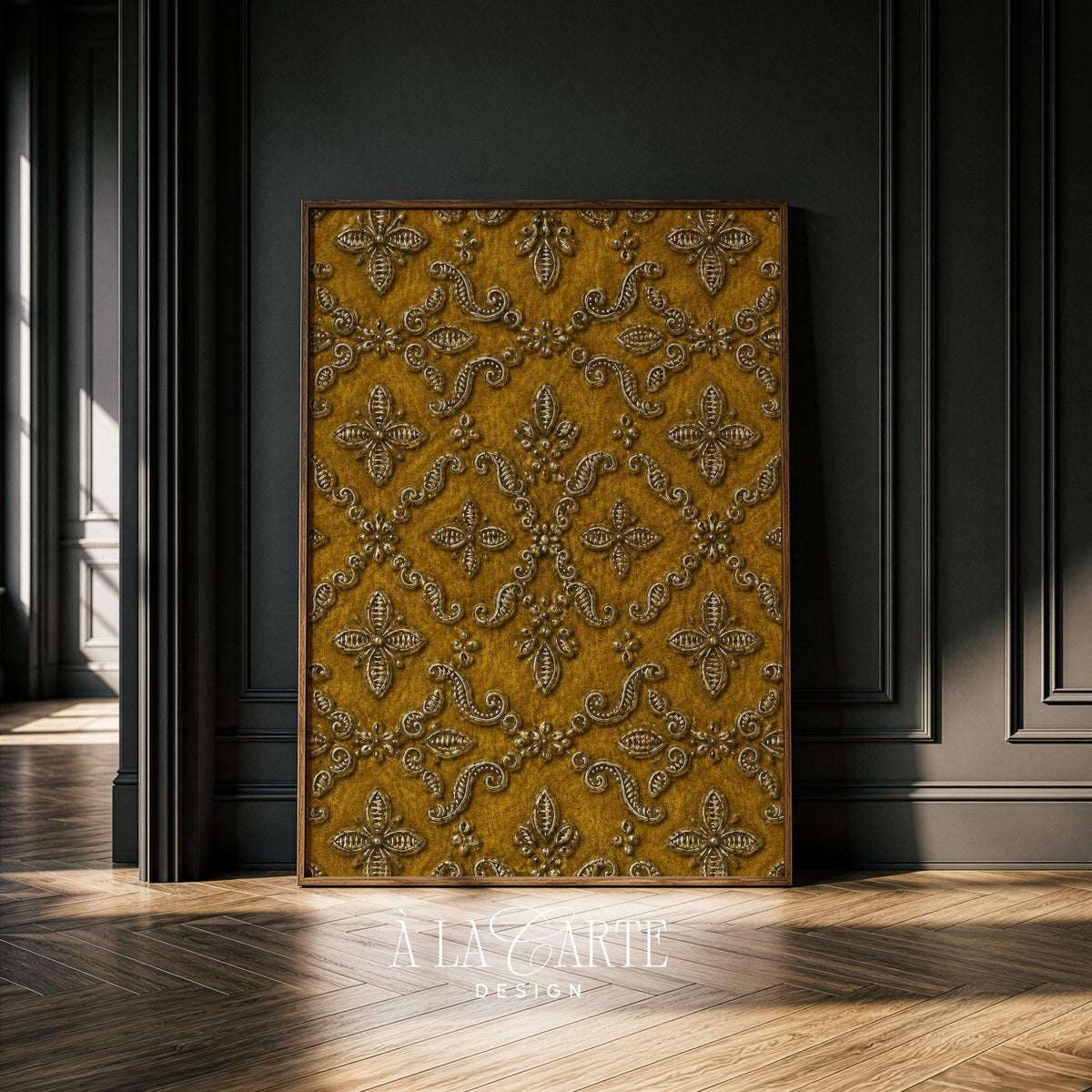 Formal damask picture instant download — moody traditional pattern with textured embossed metalwork aesthetic