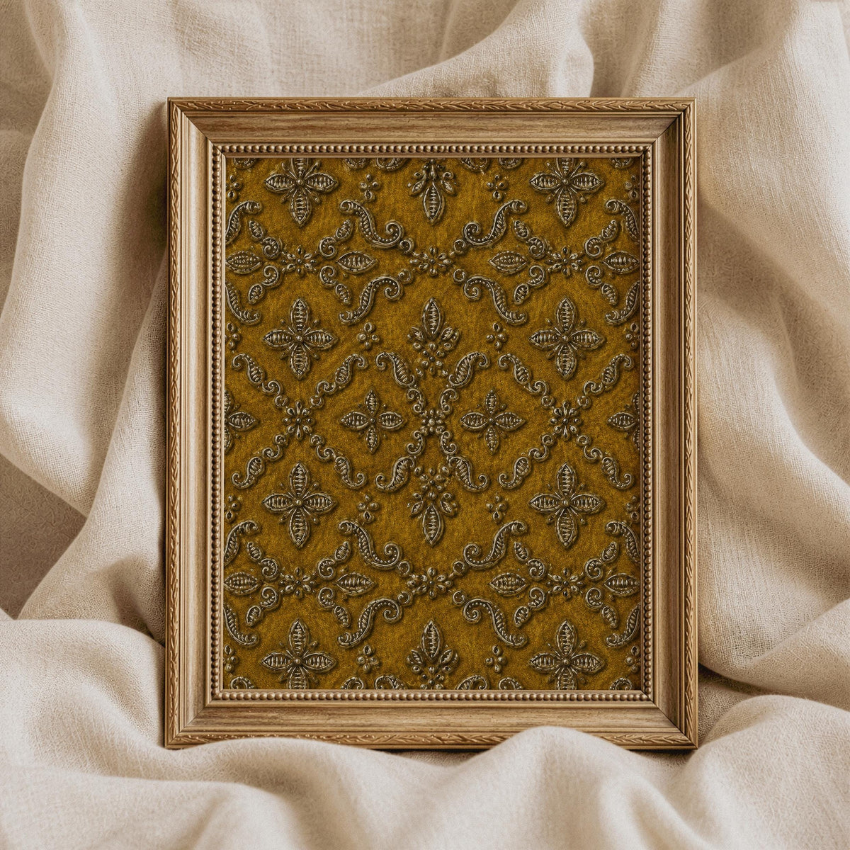 Regal medallion wall art printable — symmetrical vintage motifs in rich metallic bronze tones