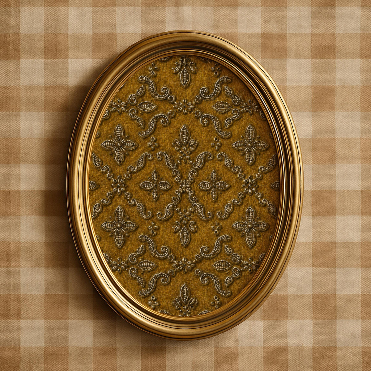 Heritage damask pattern artwork for study — richly detailed vintage tapestry with ornamental accents