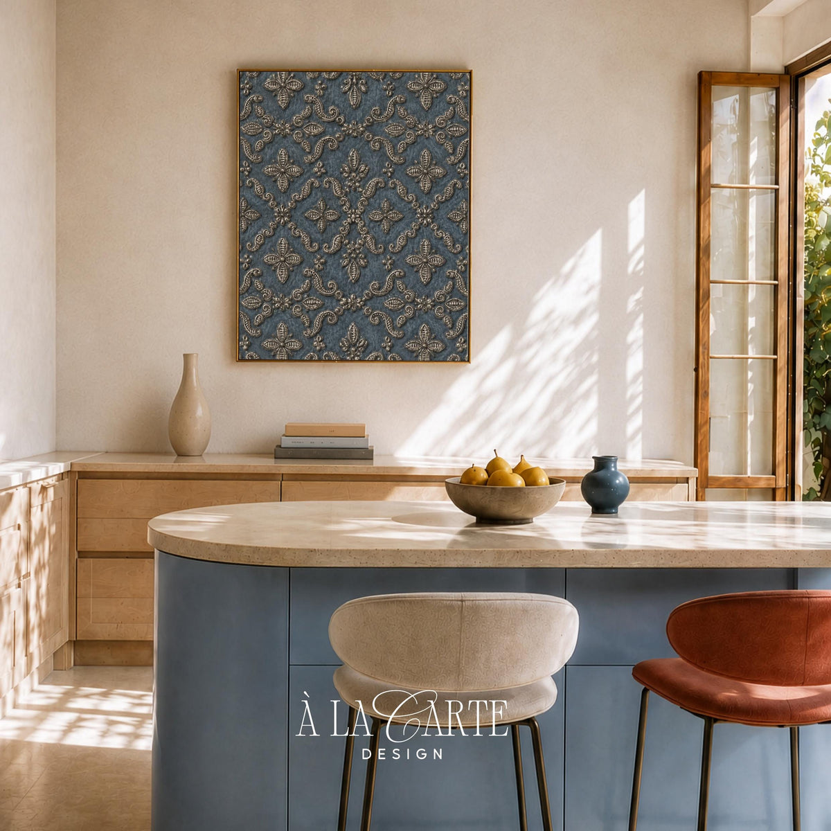 Embroidered-look wall art featuring ornamental floral patterns — moody heritage-inspired printable art in tarnished bronze tones