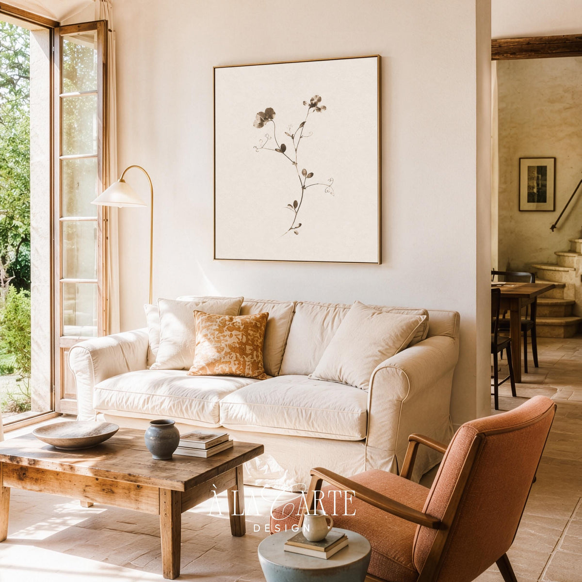 Single-stem flower poster for study — quiet natural aesthetic with pressed-flower vintage appeal