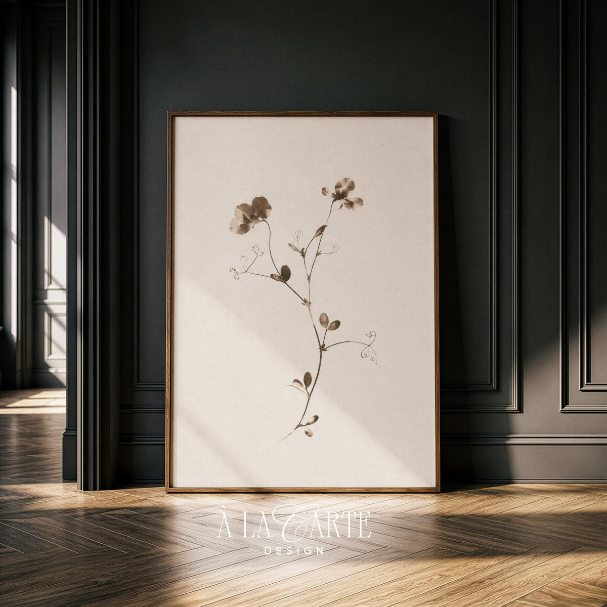 Botanical tendril wall picture — muted palette nature print with subtle, organic elegance