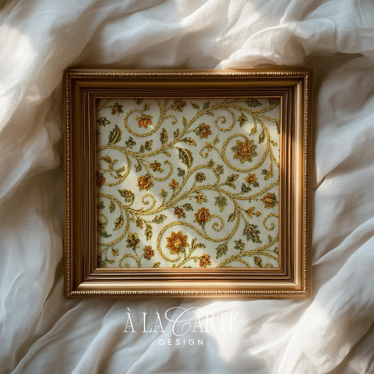 Vintage Floral Printable, Whimsical Botanical Pattern, Antique Tapestry Wall Art, Abstract Textile Print, Medieval Embroidery Download V119