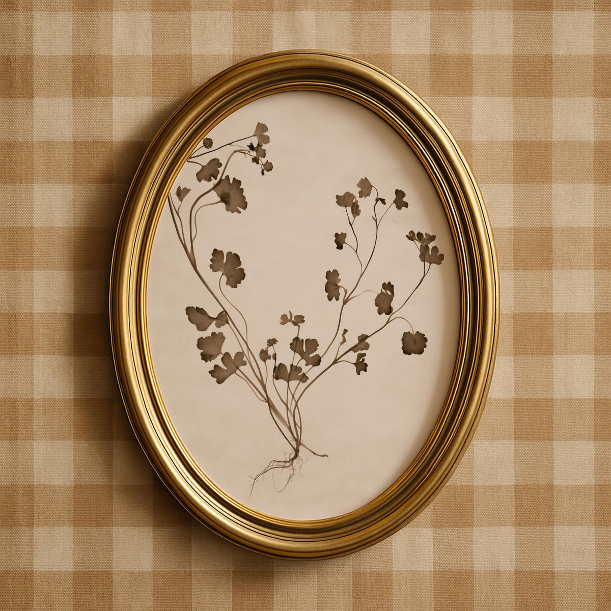 Botanical specimen print instant download for cottage — aged vintage plant illustration with detailed root system
