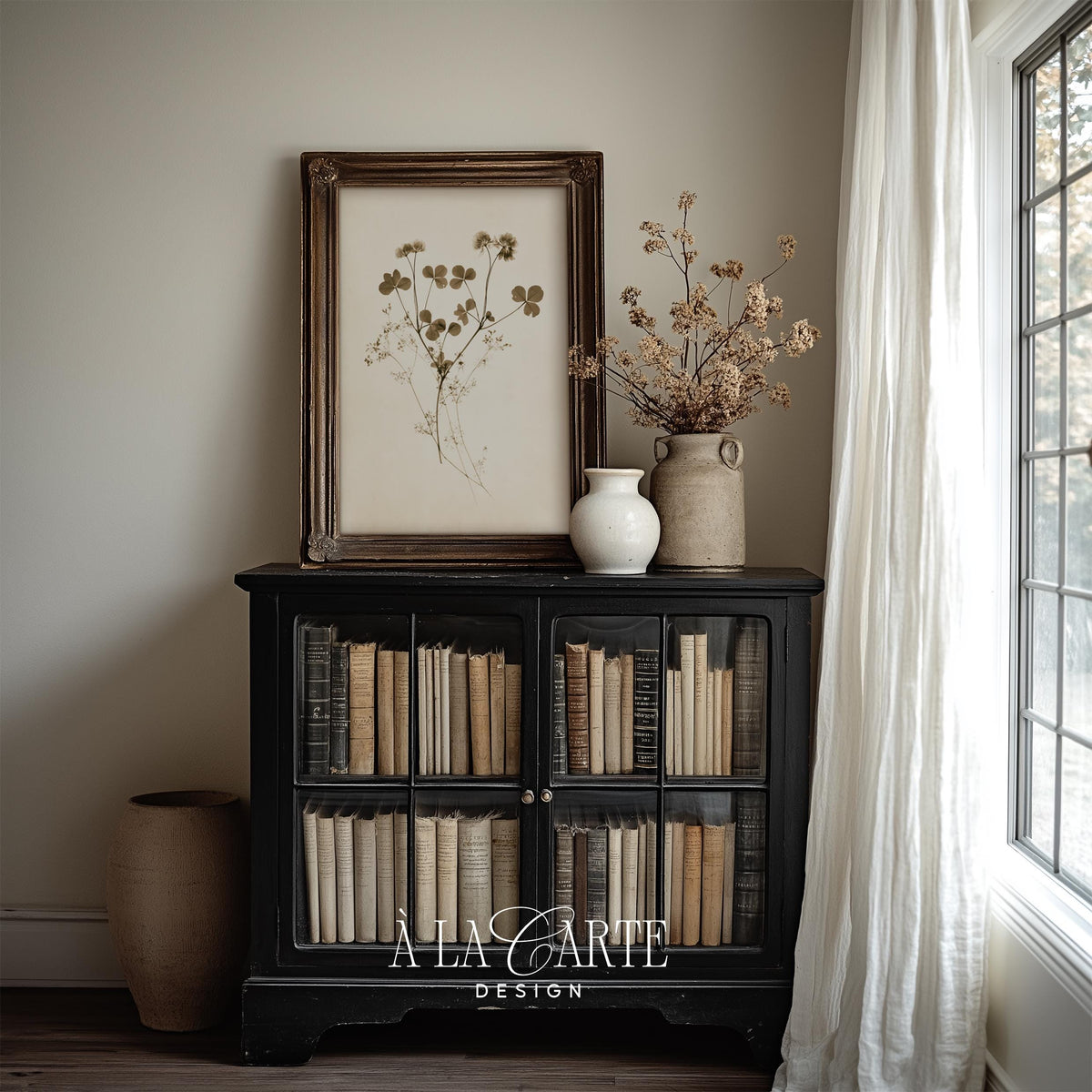Delicate wildflower herbarium poster — minimal botanicals wall art featuring faded antique specimen style