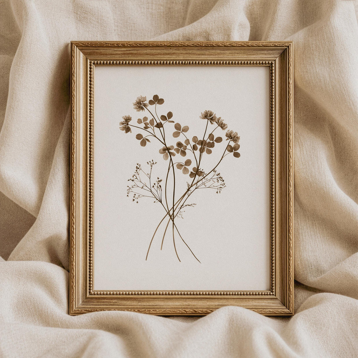 Small blossom cluster wall art for kitchen — vintage wildflower study with delicate texture