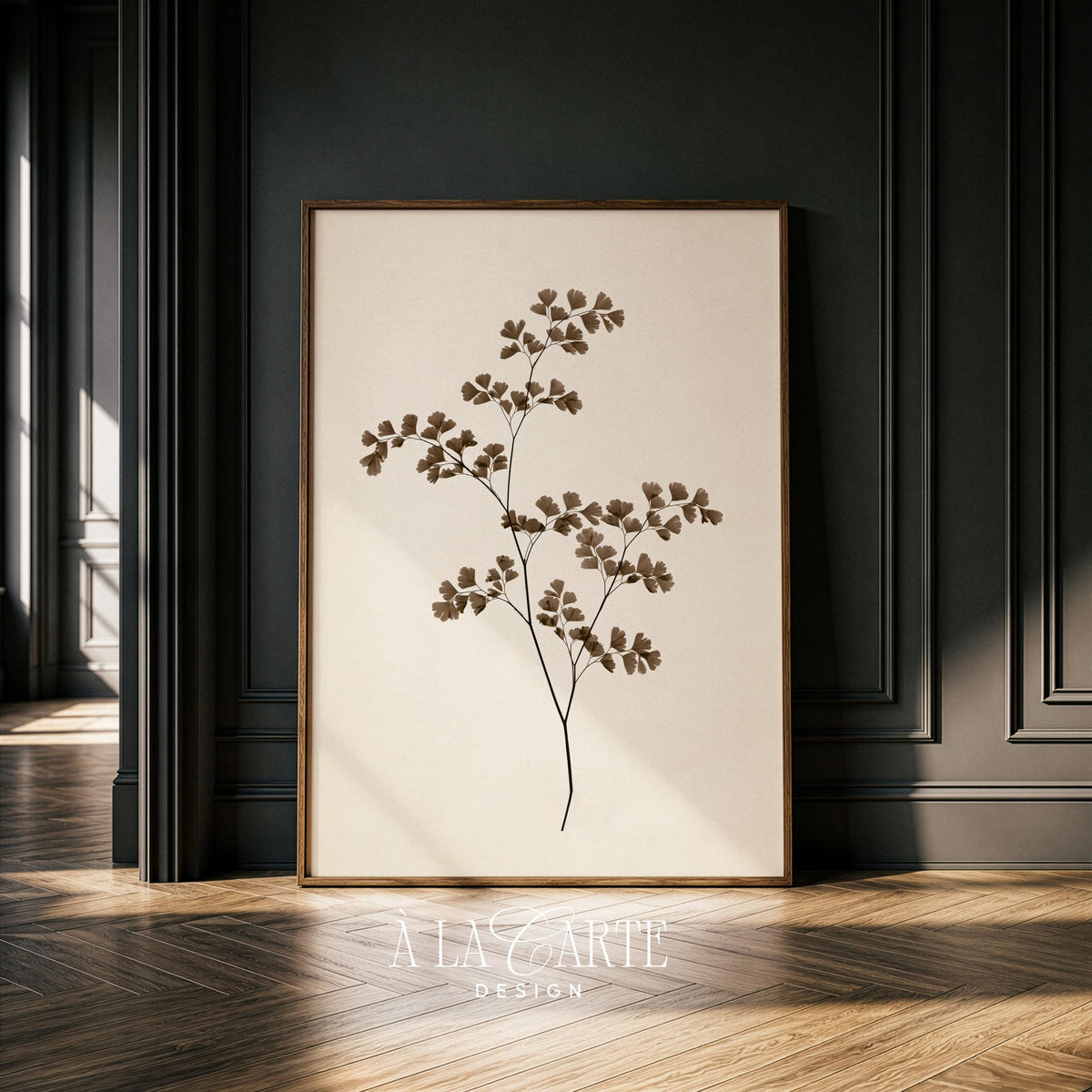 Antique nature journal illustration poster — soft sepia leafy plant drawing with archival vintage appeal