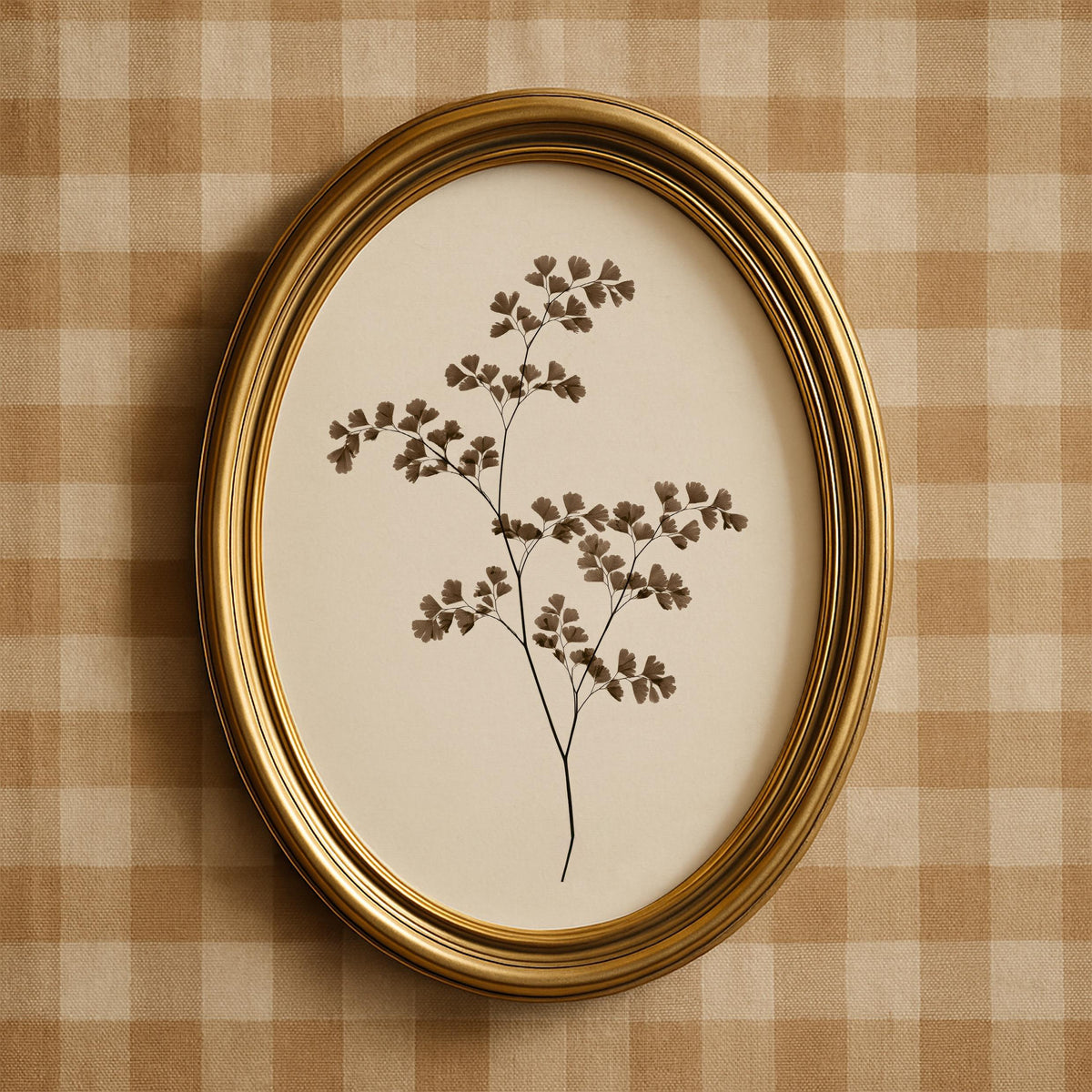 Botanical stem drawing wall art poster — soft vintage illustration of branching leaves with antique museum quality