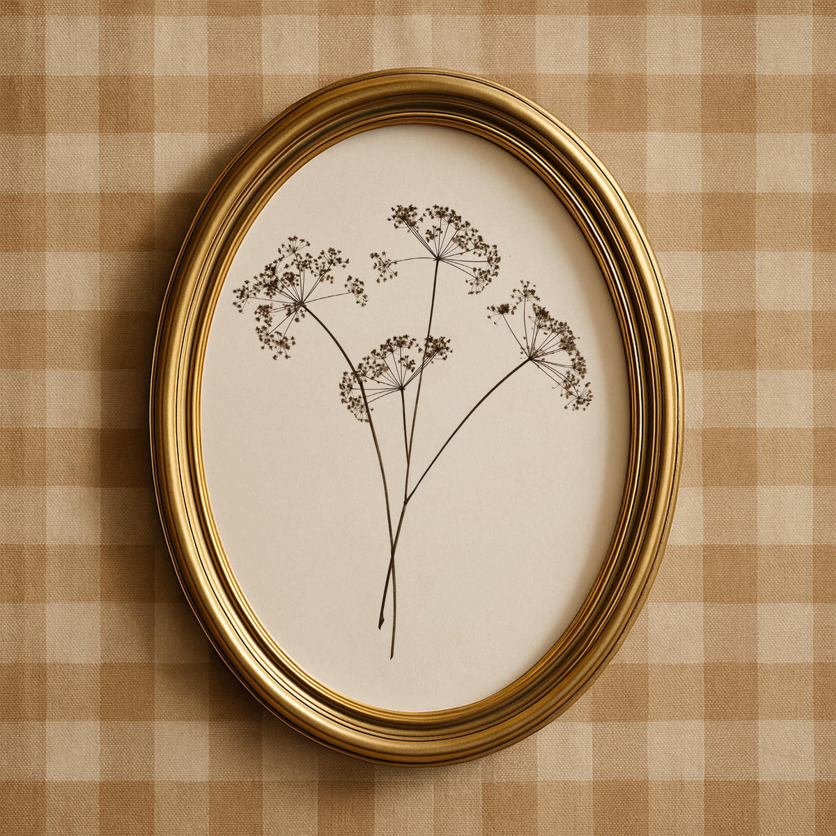 Sepia wildflower fine art print — delicate botanical sketch with slender stems, airy composition, and vintage herbarium quality