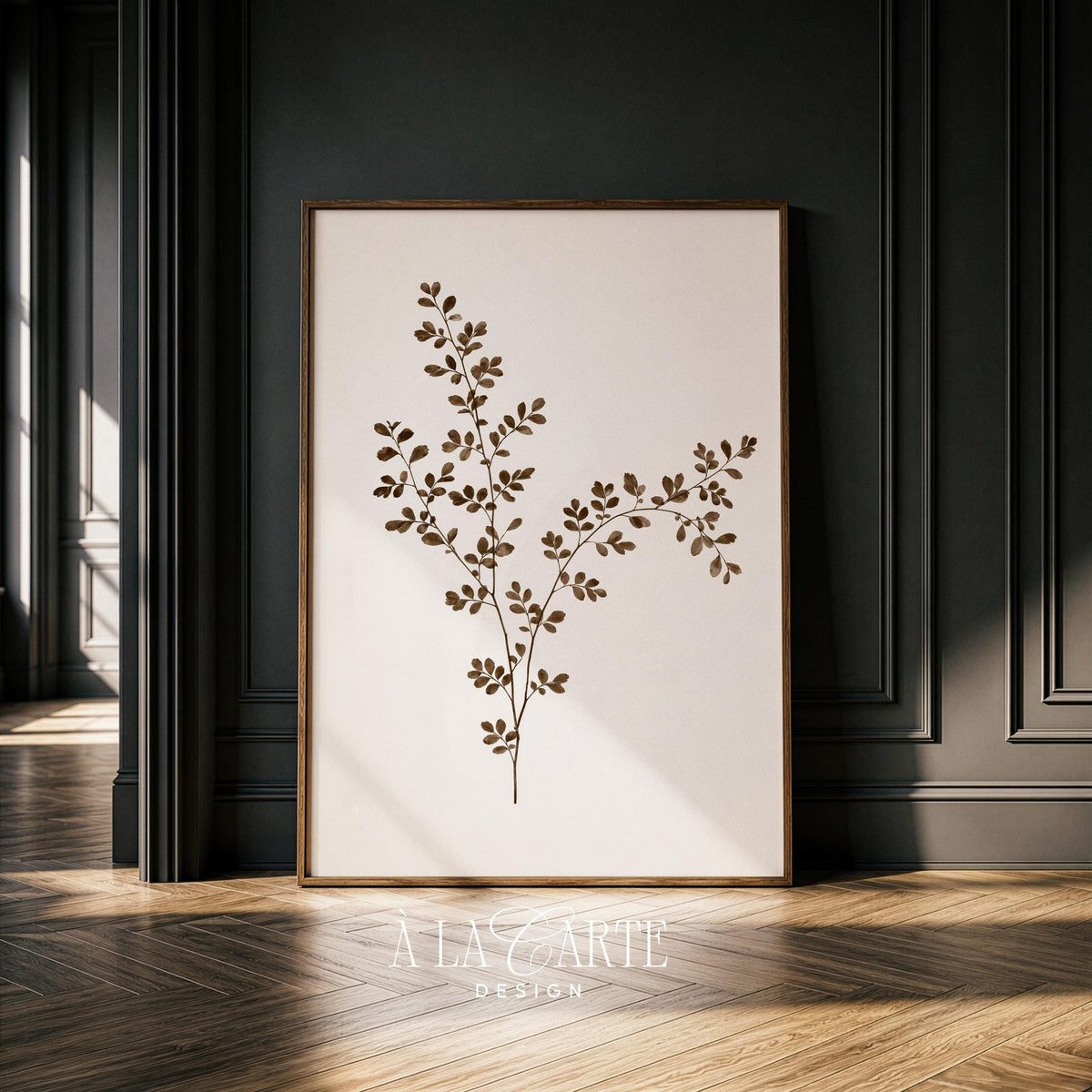 Minimalist wildflower branch picture poster — soft neutral botanical print featuring slender stems and pressed flower aesthetics
