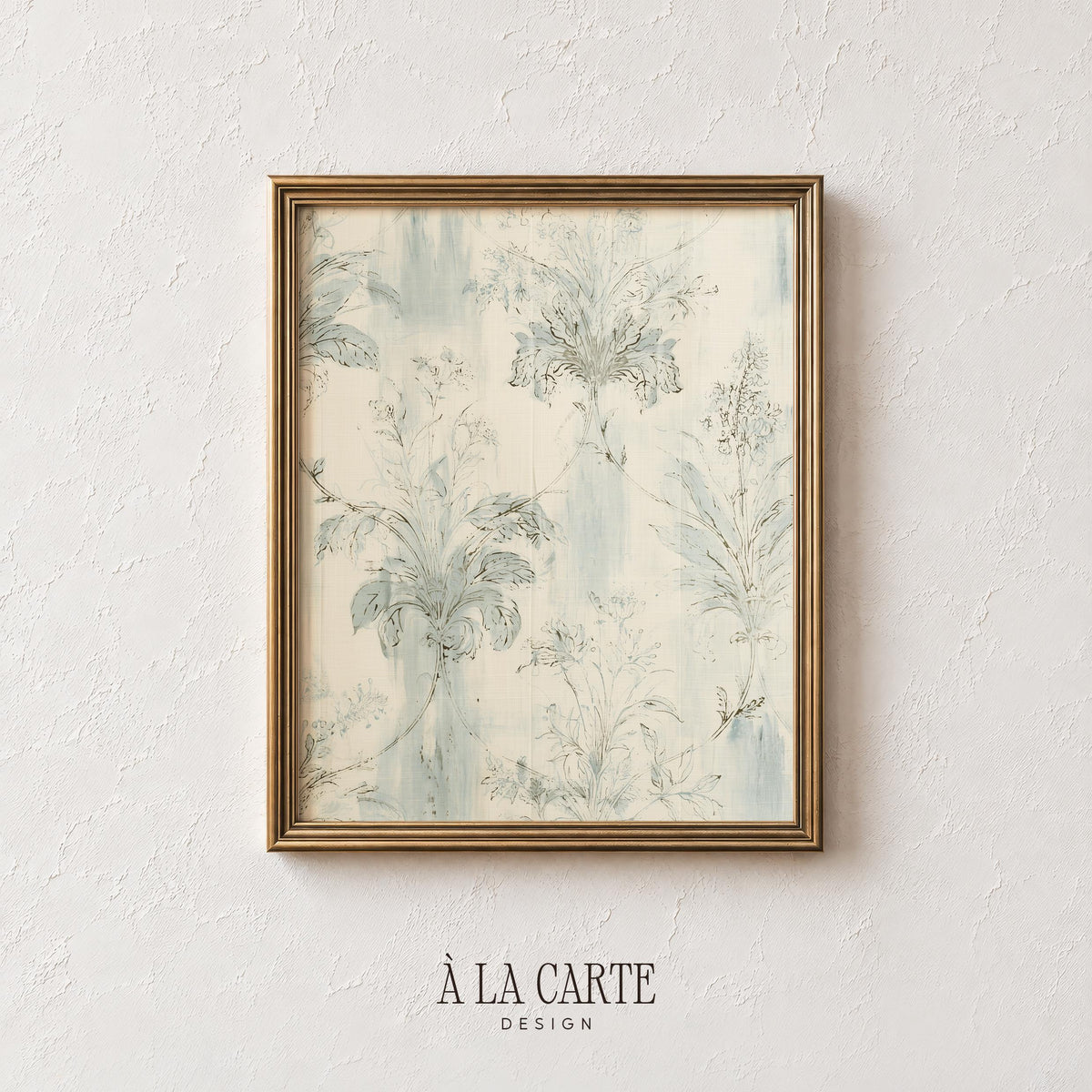 Antique Blue Tapestry Wall Art, Vintage Floral Textile Print, Pale Blue Botanical Pattern, Grandmillennial Decor, Printable Fabric Art V153