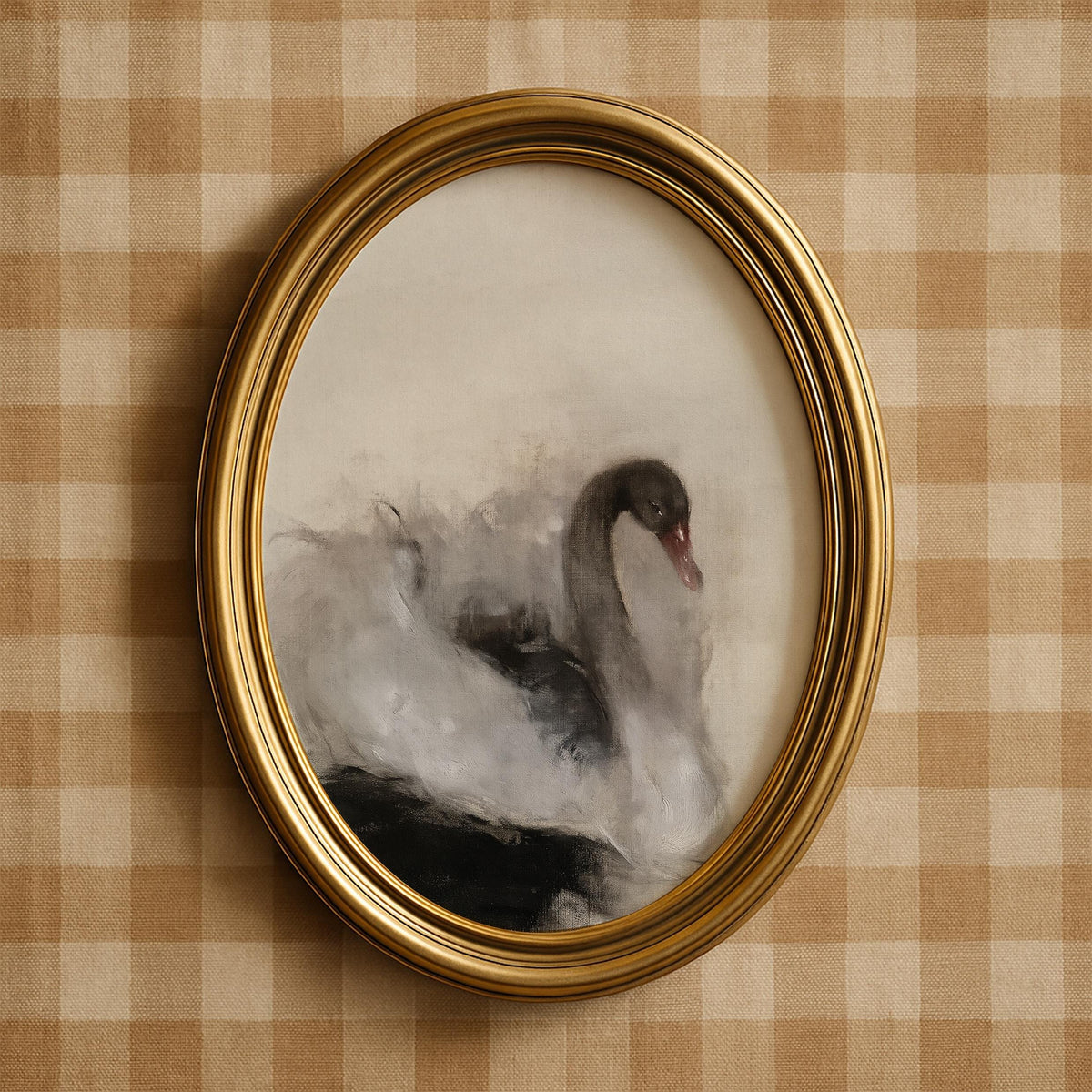 Large elegant waterfowl artwork poster for gallery walls — vintage painterly style with subtle depth