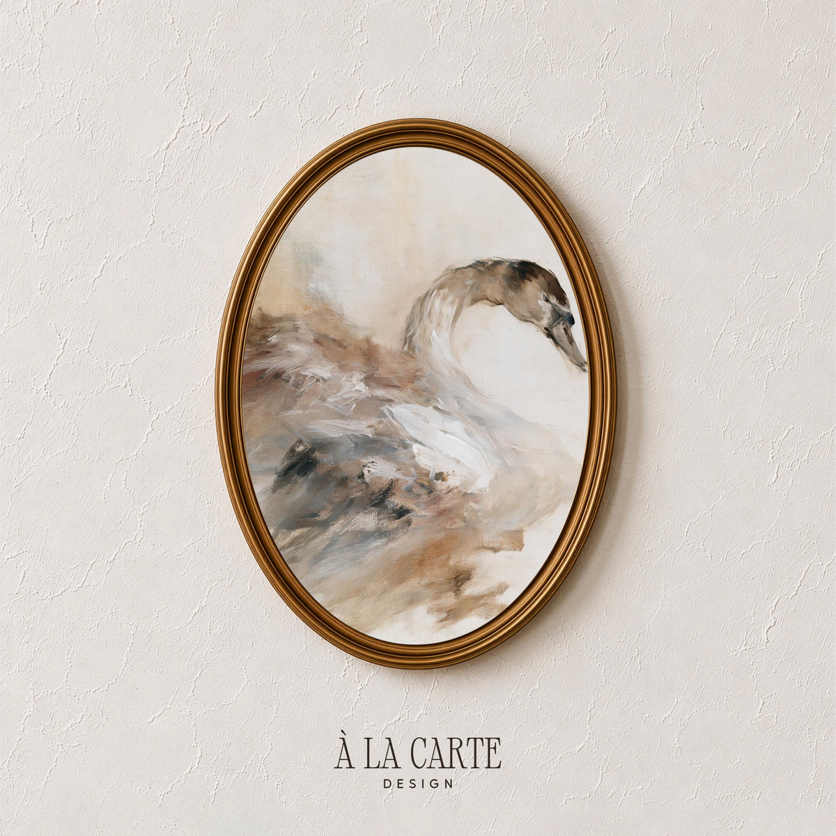 Dreamy swan artwork for bedroom — faded antique aesthetic with blended charcoal and soft washes