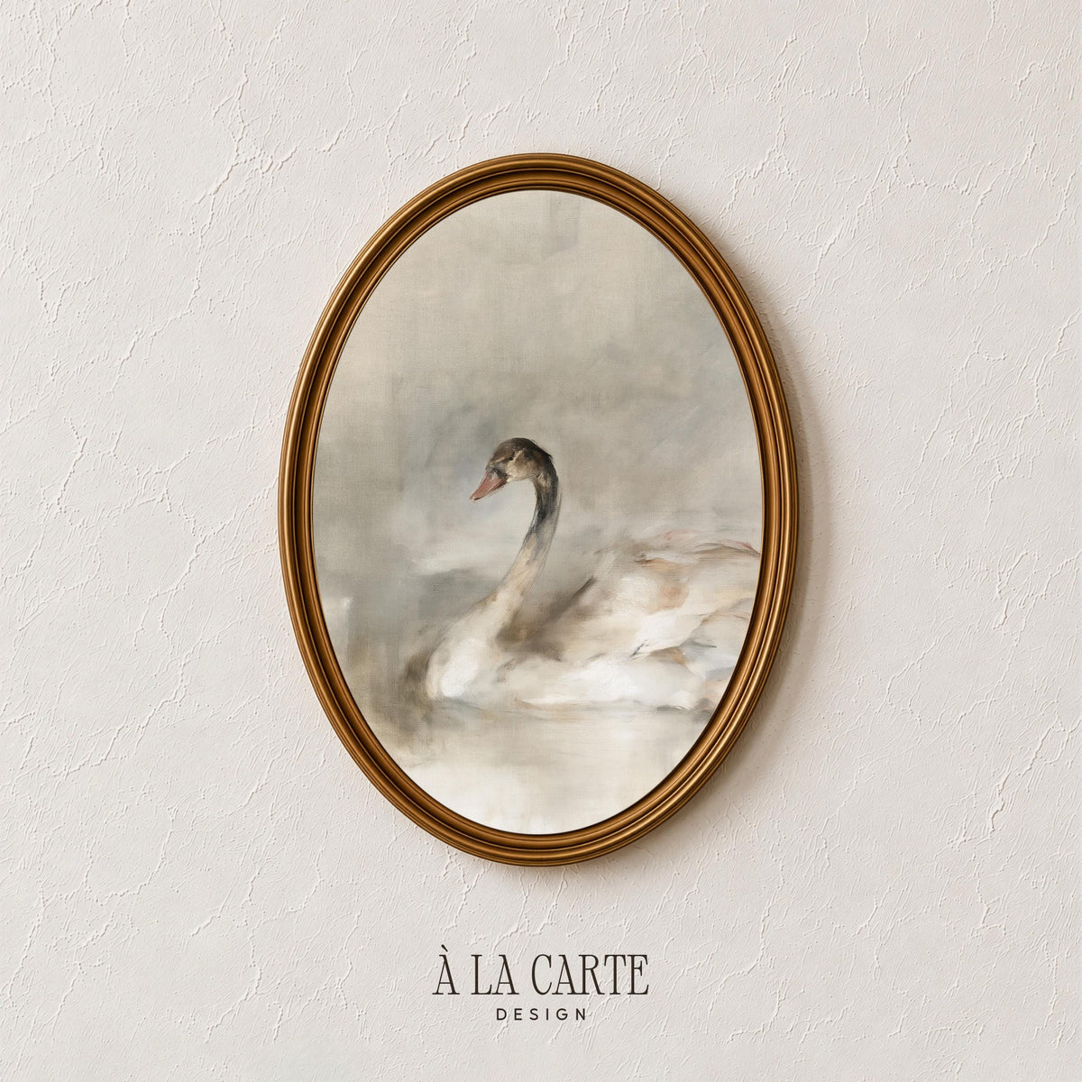 Vintage-style waterfowl painting digital download — quiet refined mood with blended muted tones