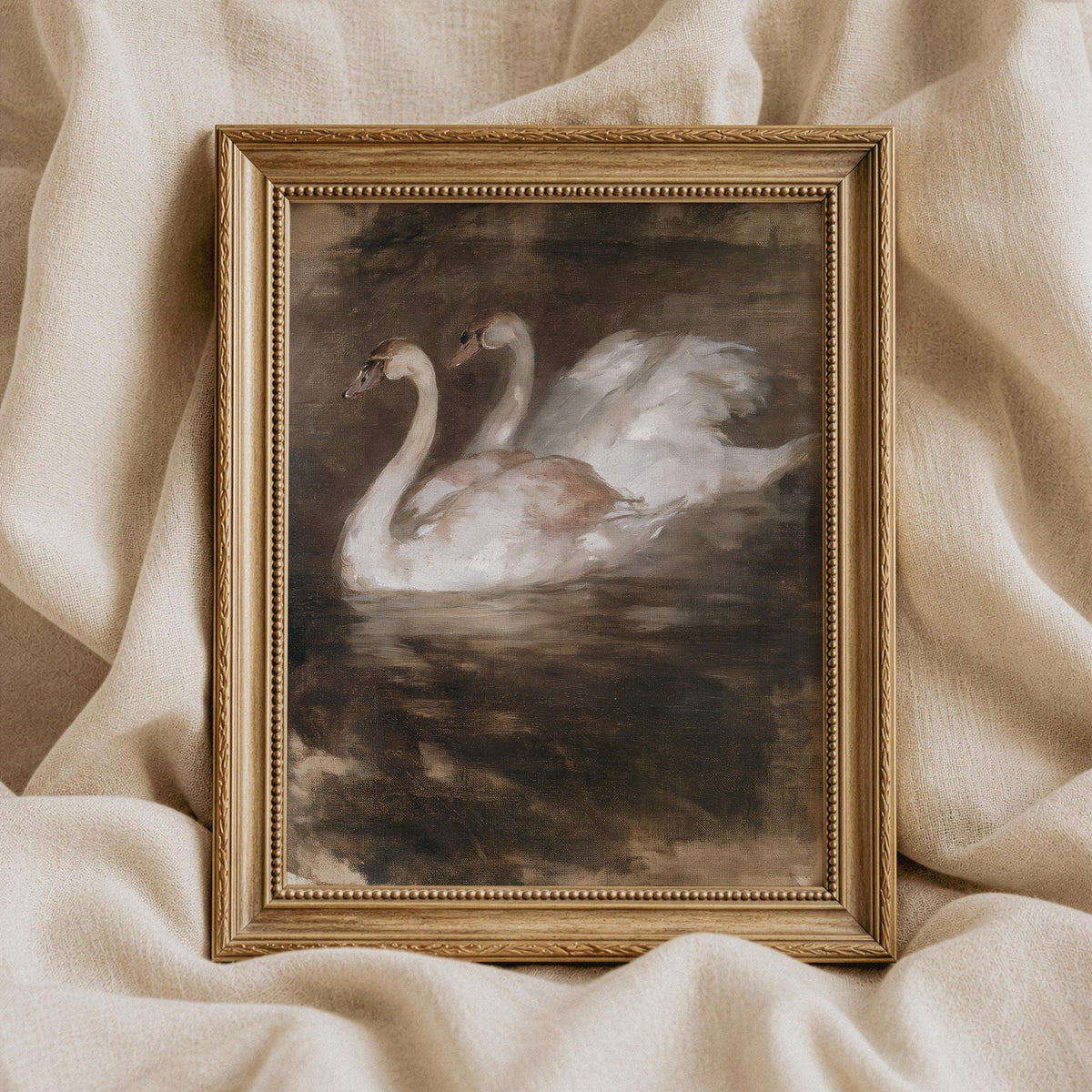 Elegant fowl portrait wall art — antique oil painting aesthetic with muted tones and atmospheric vintage feel