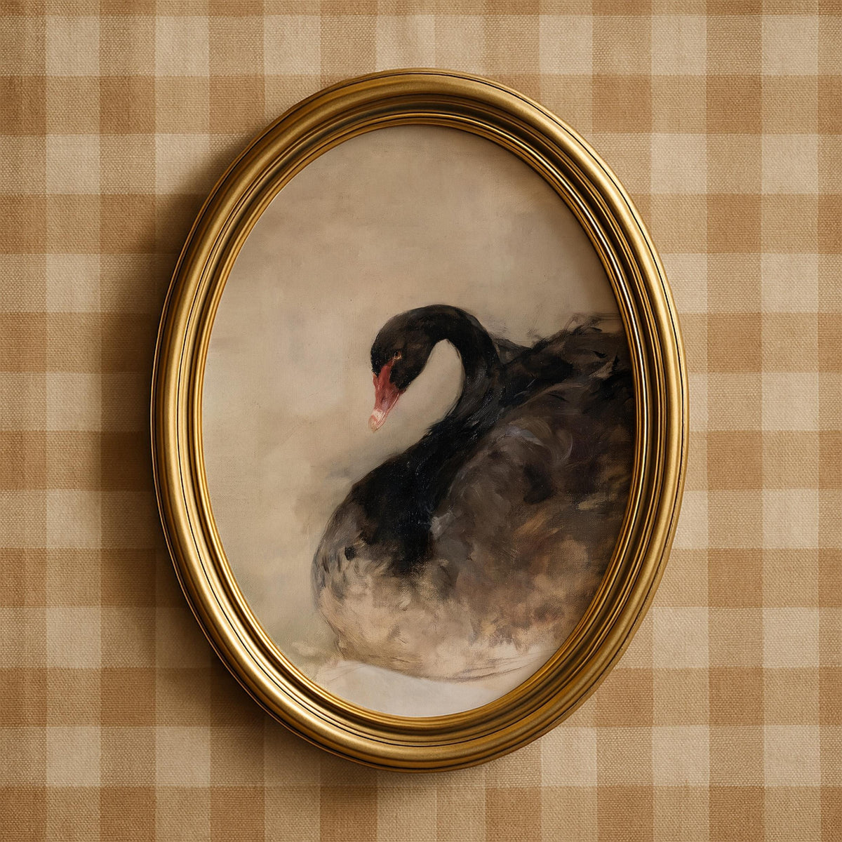 Black Moody Swan Wall Art, Abstract Bird Print, Contemporary Swan Printable, Dark Cottagecore Decor, I Modern Birds Art V171