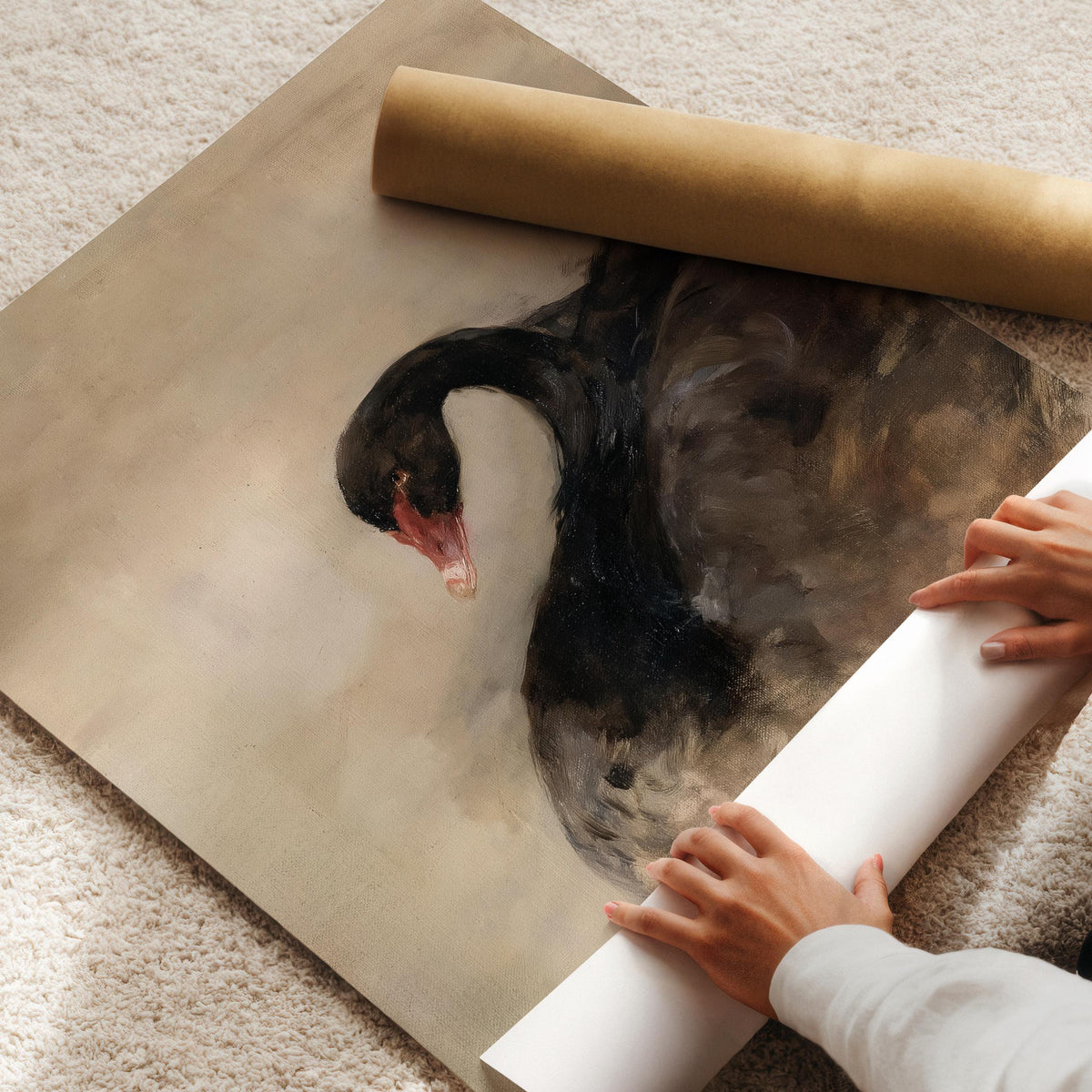 Black Moody Swan Wall Art, Abstract Bird Print, Contemporary Swan Printable, Dark Cottagecore Decor, I Modern Birds Art V171