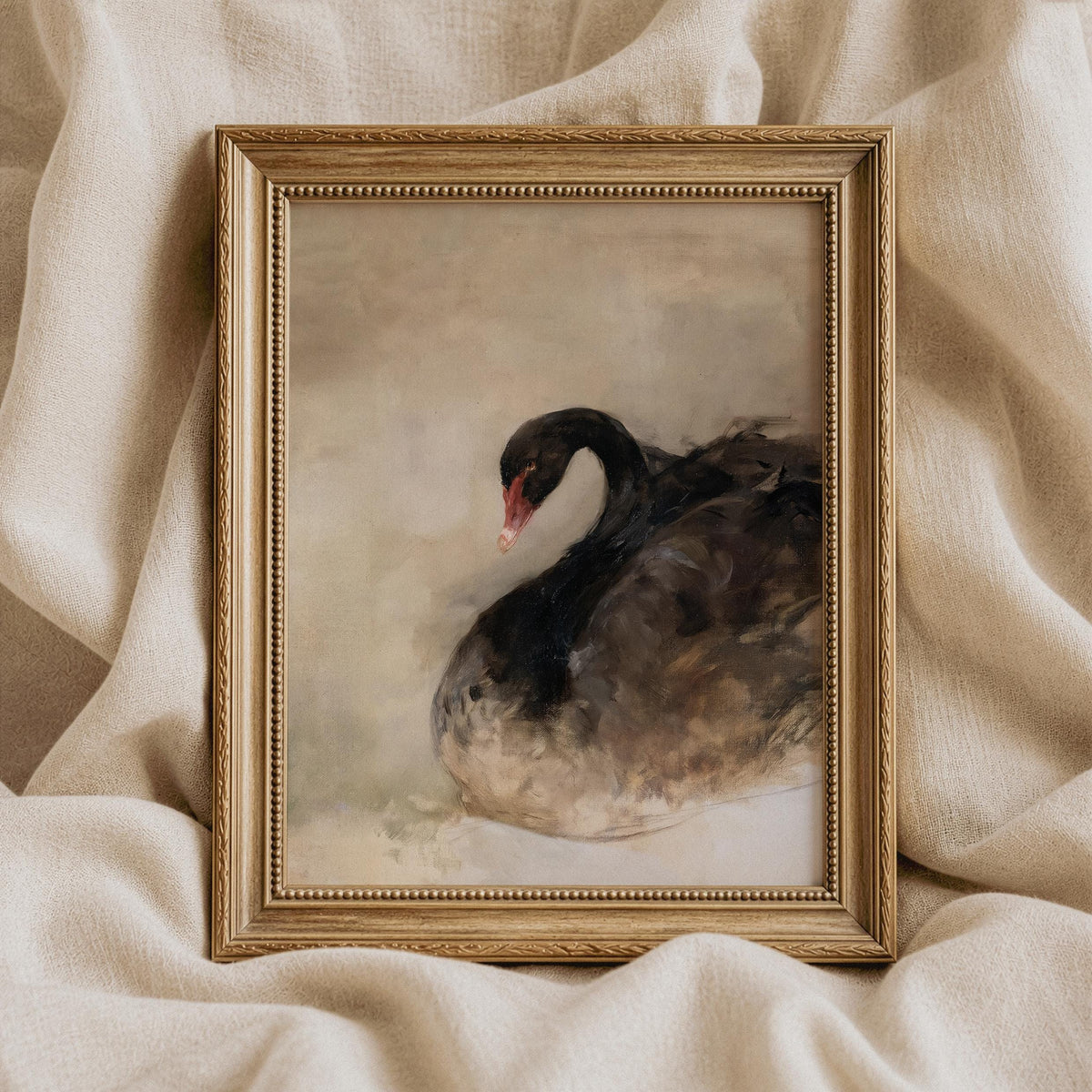 Black Moody Swan Wall Art, Abstract Bird Print, Contemporary Swan Printable, Dark Cottagecore Decor, I Modern Birds Art V171