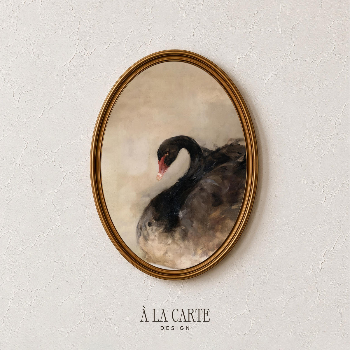 Black Moody Swan Wall Art, Abstract Bird Print, Contemporary Swan Printable, Dark Cottagecore Decor, I Modern Birds Art V171